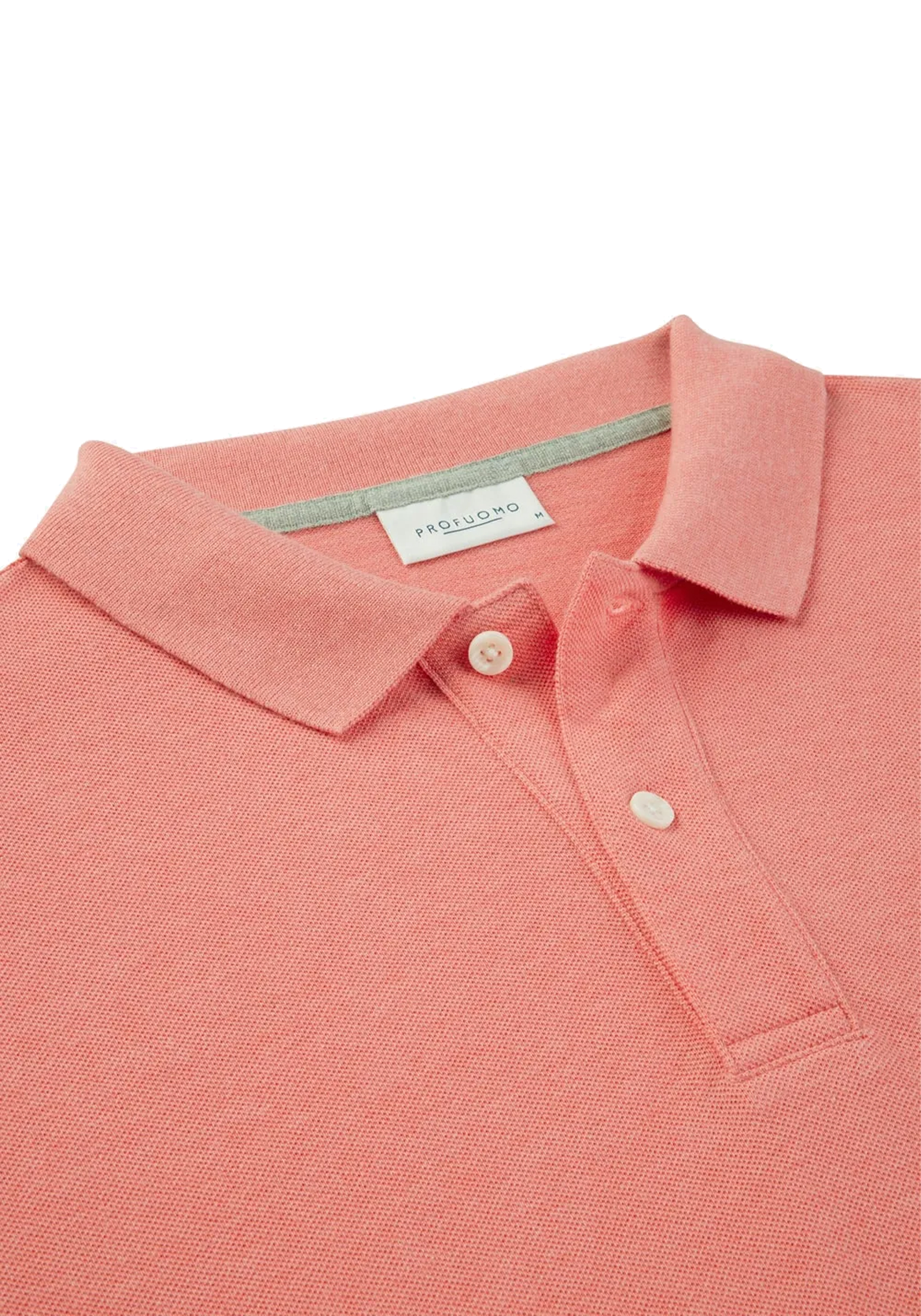 Profuomo slim fit heren polo, donkerroze