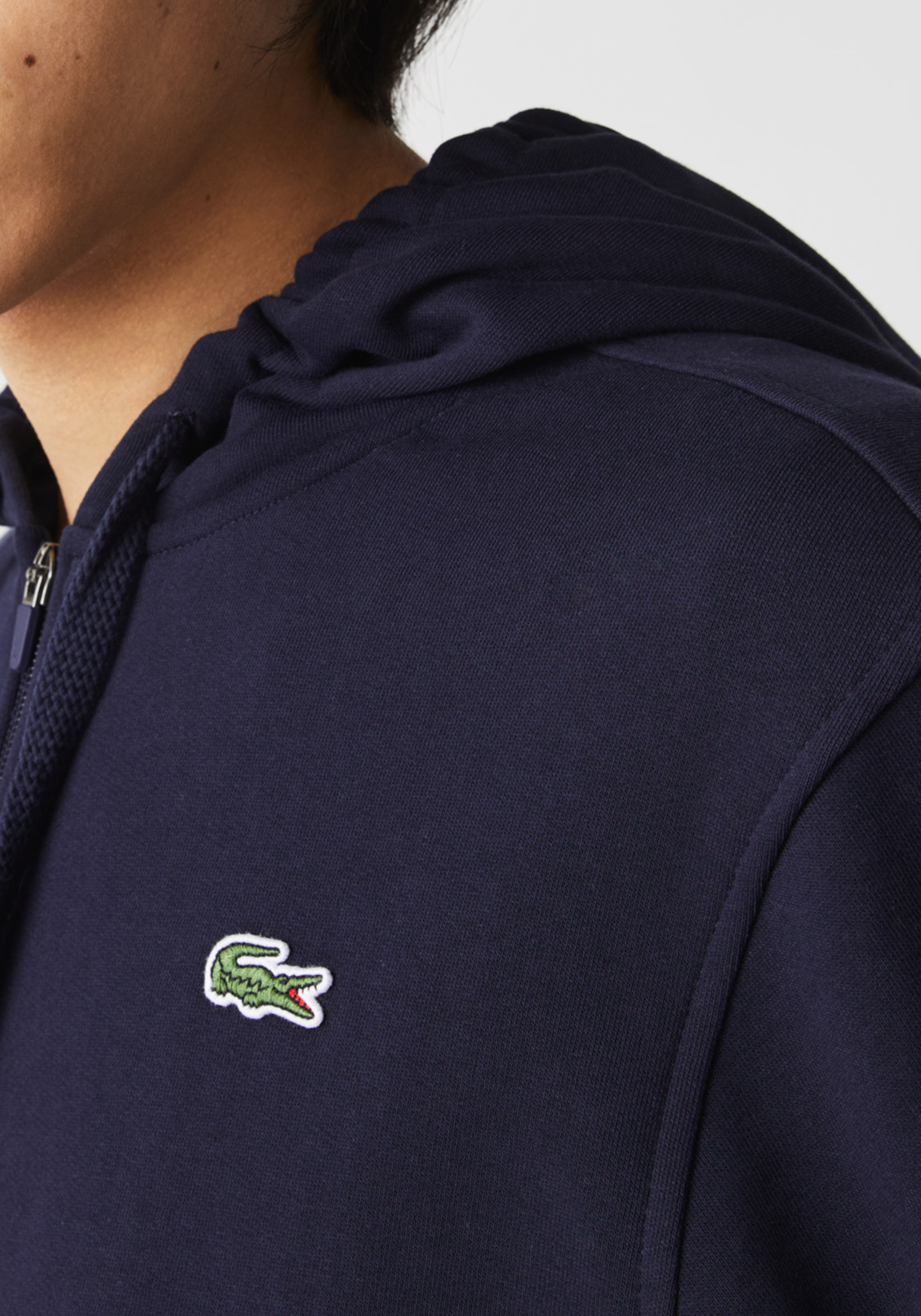 Lacoste heren hoodie sweatsvest, met rits, donkerblauw