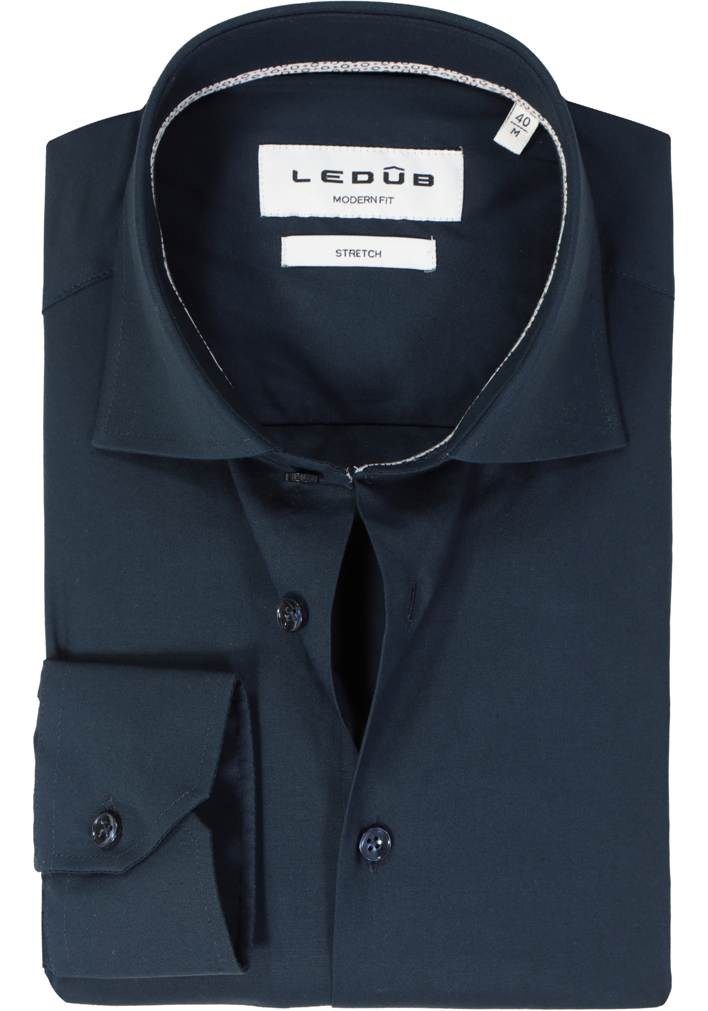 Ledub modern fit overhemd, popeline, donkerblauw
