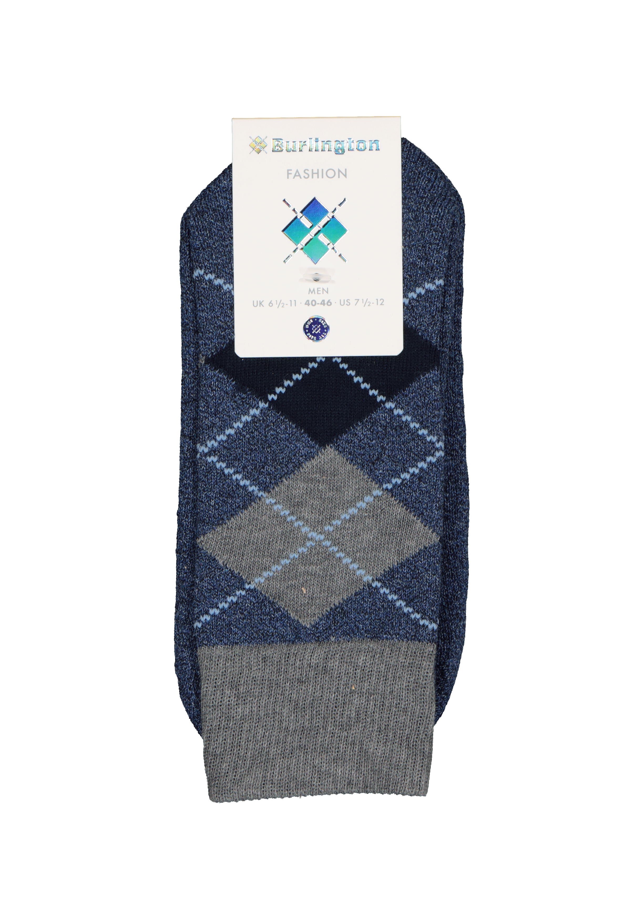 Burlington Argyle Heren Huissokken, blauw geruit