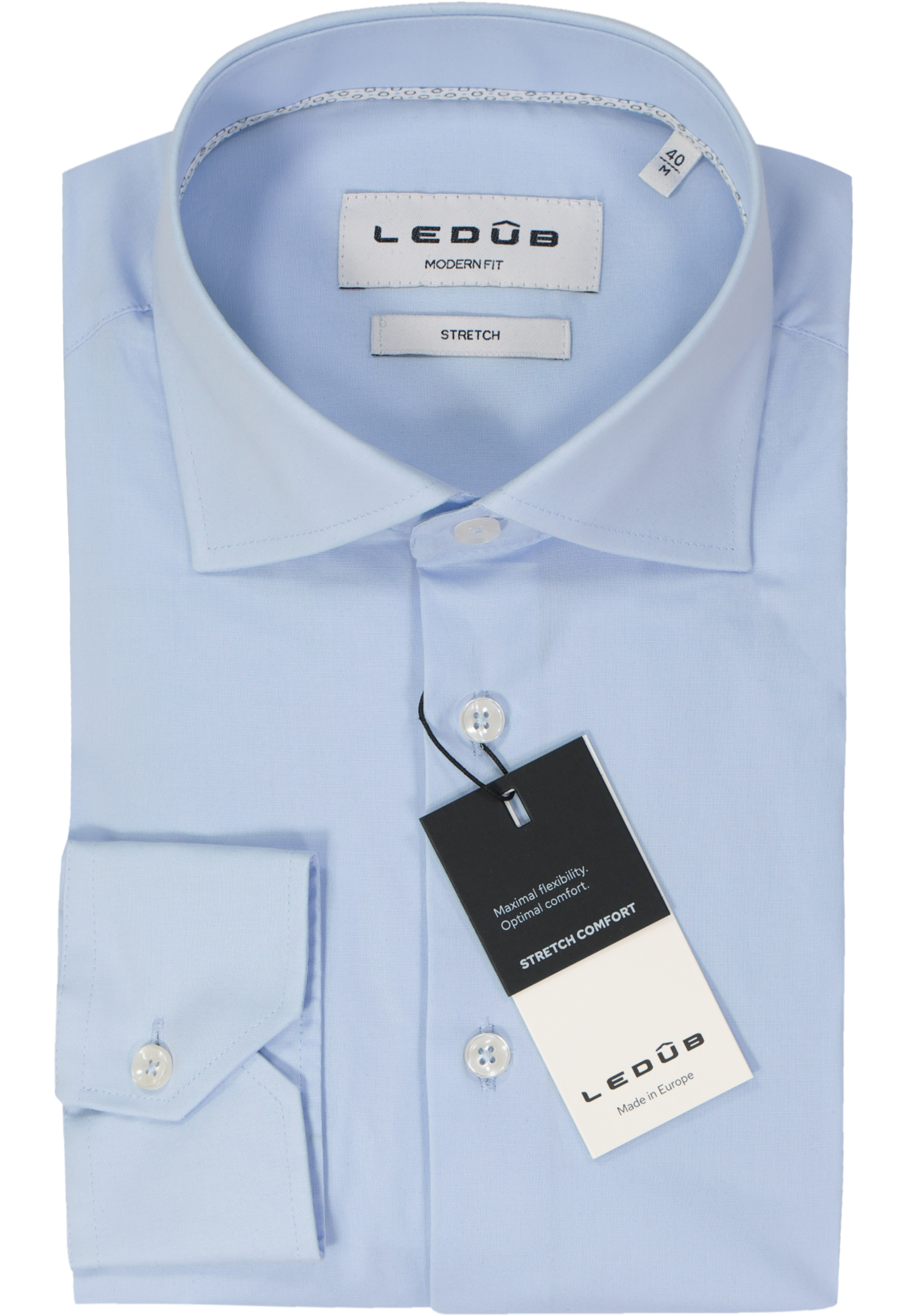 Ledub modern fit overhemd, popeline, lichtblauw