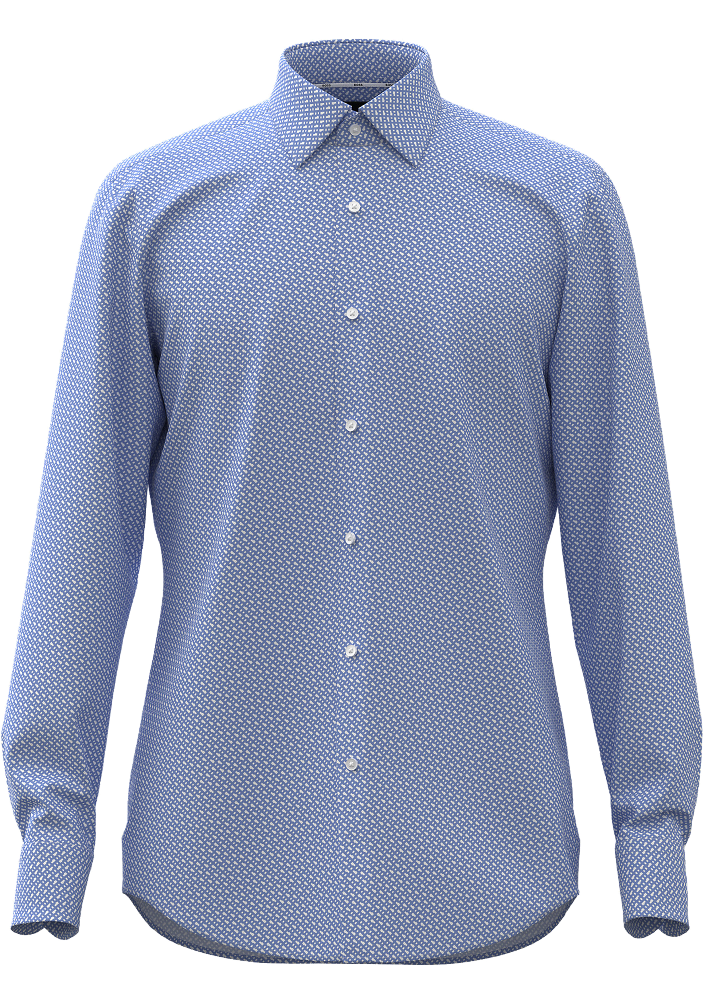 HUGO BOSS Hank slim fit overhemd, popeline, blauw dessin