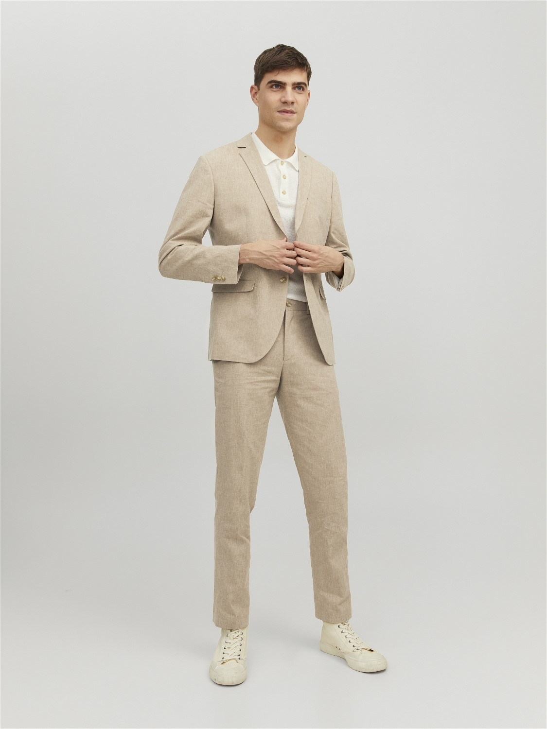 JACK & JONES Riviera Linen Trouser Fit slim fit, heren pantalon, beige