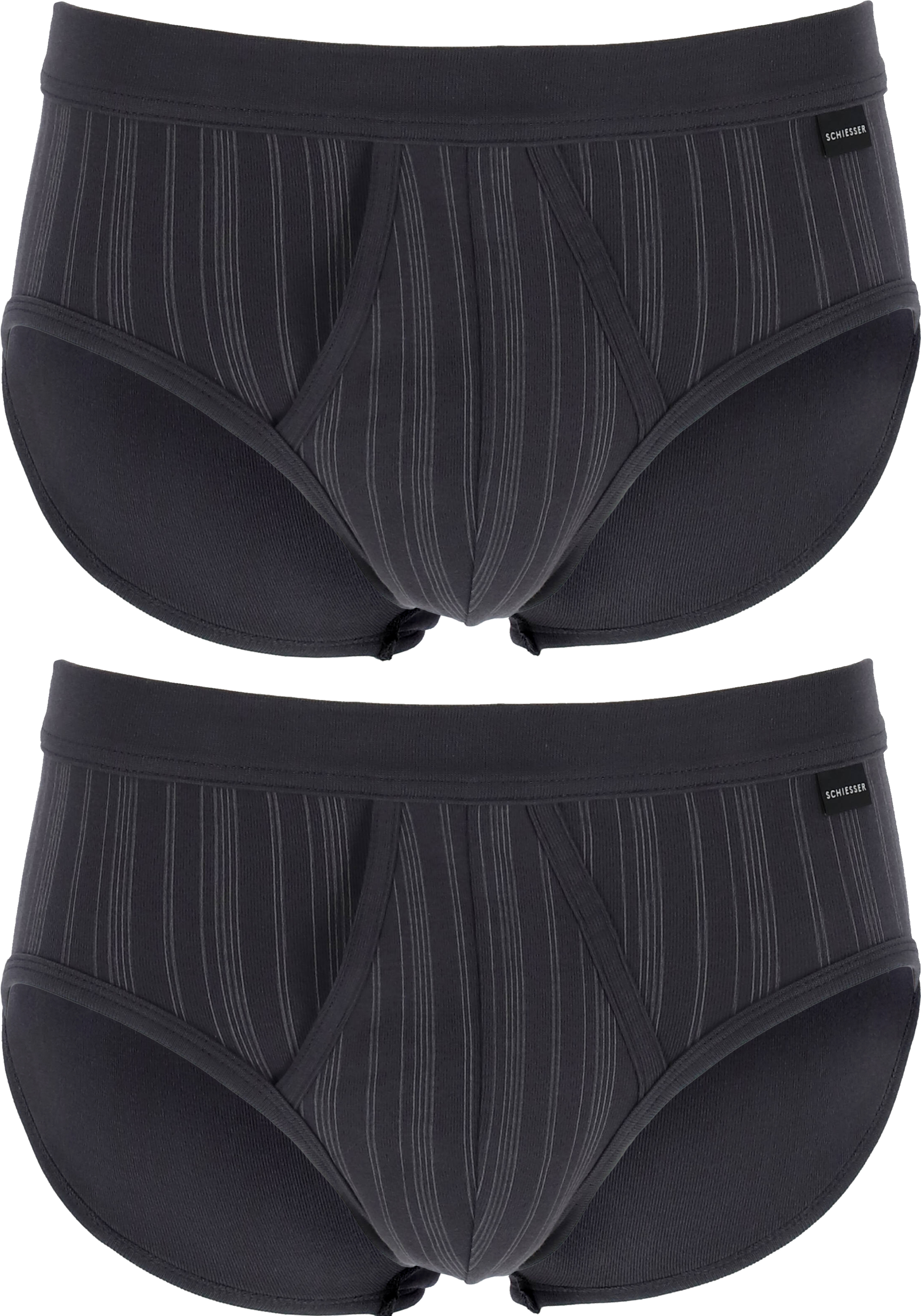 SCHIESSER Original Classics sportslips (2-pack), Feinripp met gulp, antraciet gestreept           