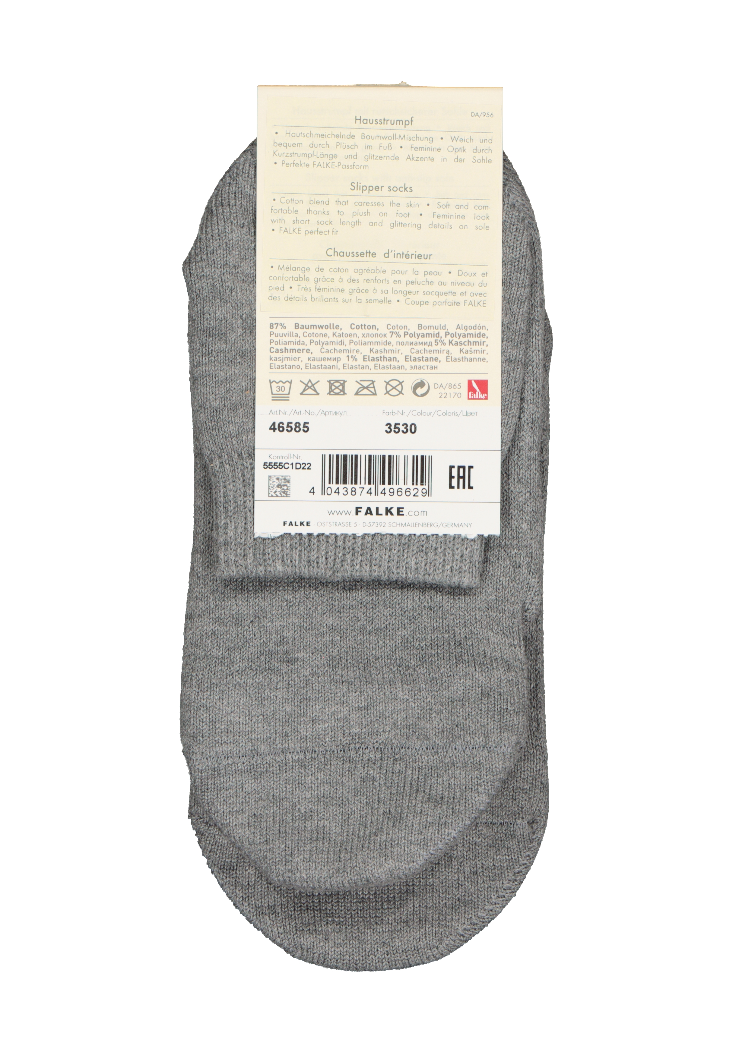 FALKE Light Cuddle Pads dames huissokken, dun, grijs (grey melange)