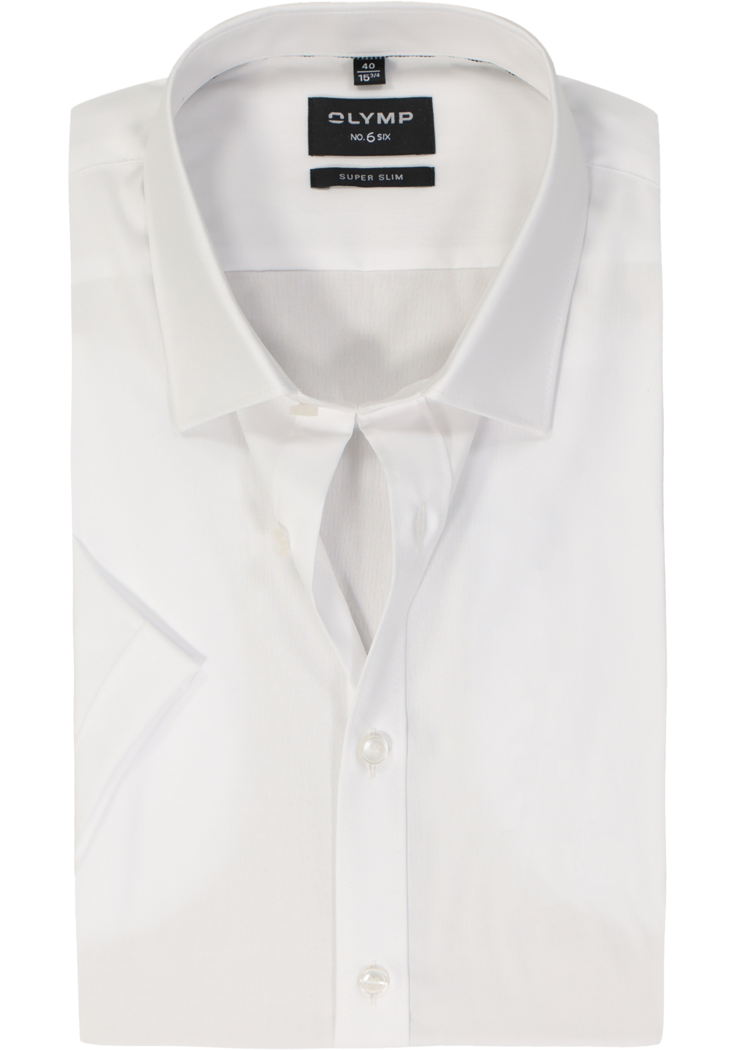 OLYMP No. 6 Six super slim fit overhemd, korte mouw, popeline, wit