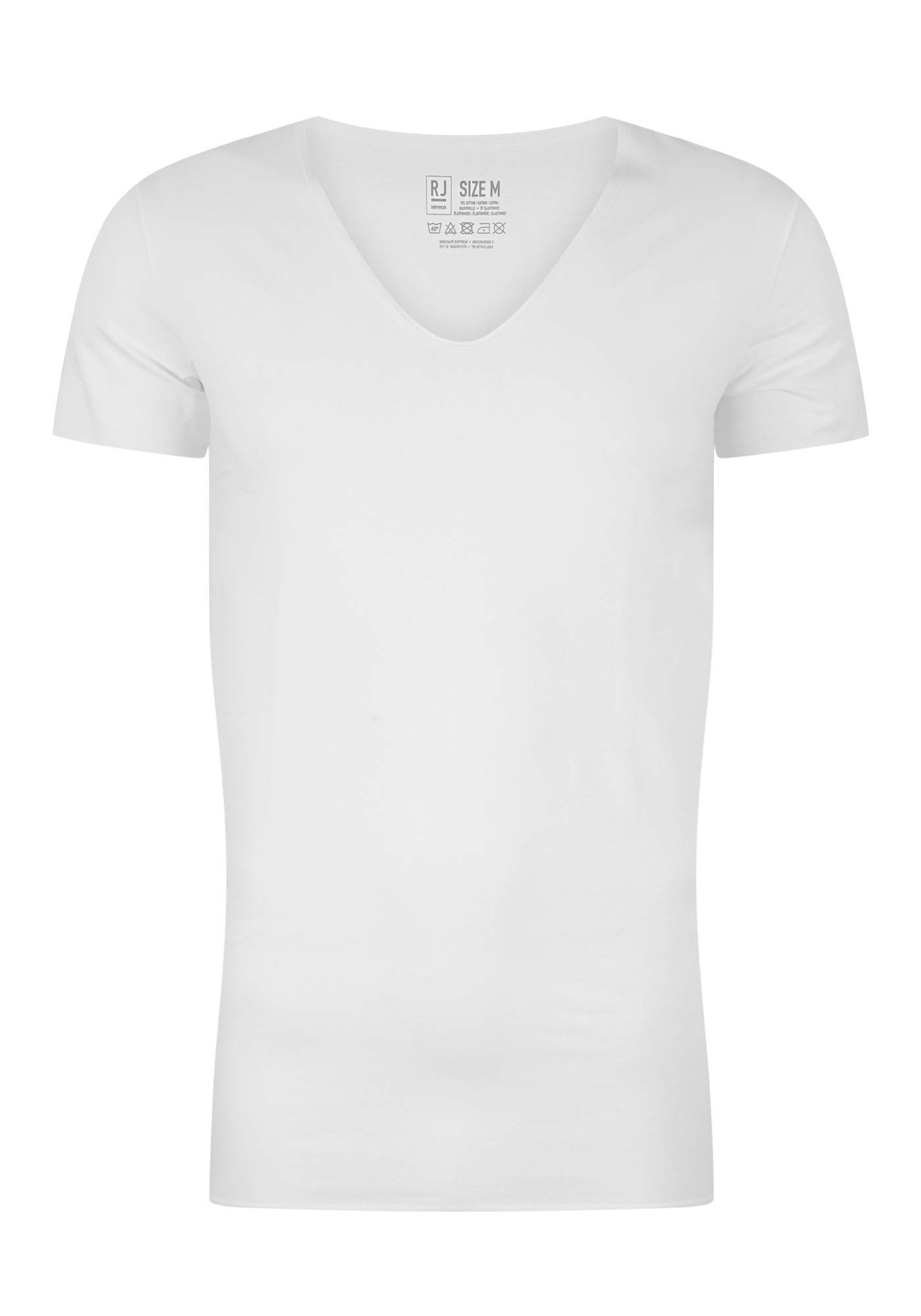 RJ Bodywear Everyday Tilburg T-shirts (2-pack), heren stretch T-shirt diepe V-hals, wit (raw edge)