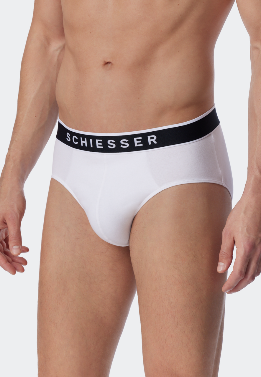 SCHIESSER 95/5 slip (3-pack), heren rioslip biologisch katoen geweven elastische tailleband wit