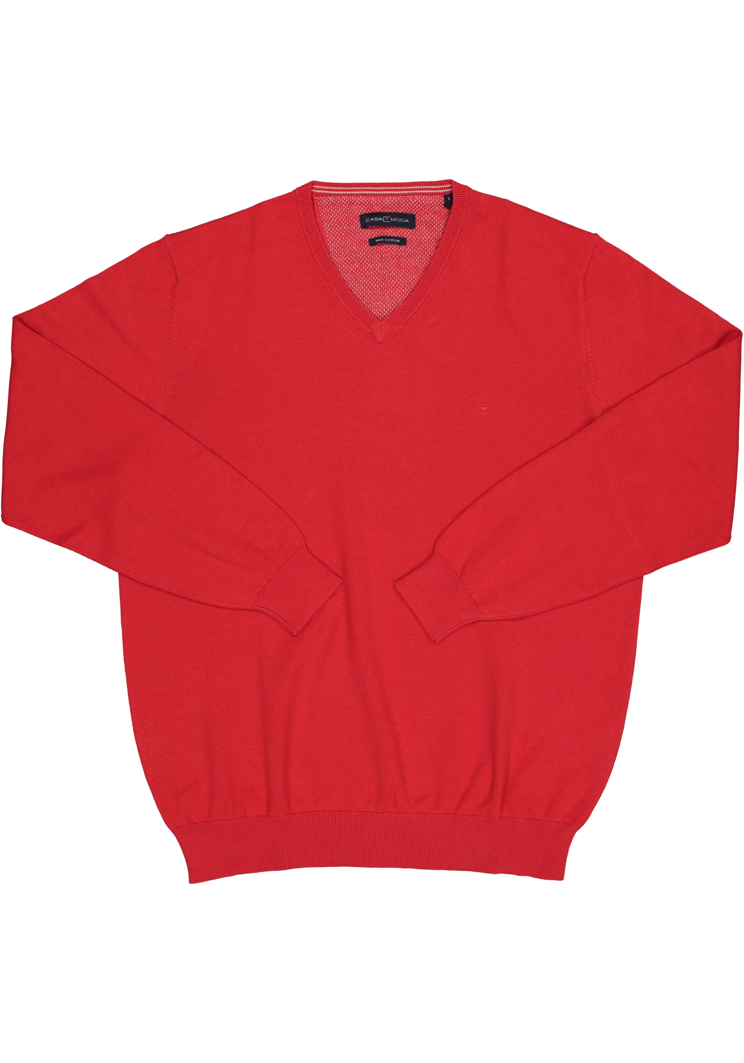 Casa Moda heren trui katoen V-hals, rood