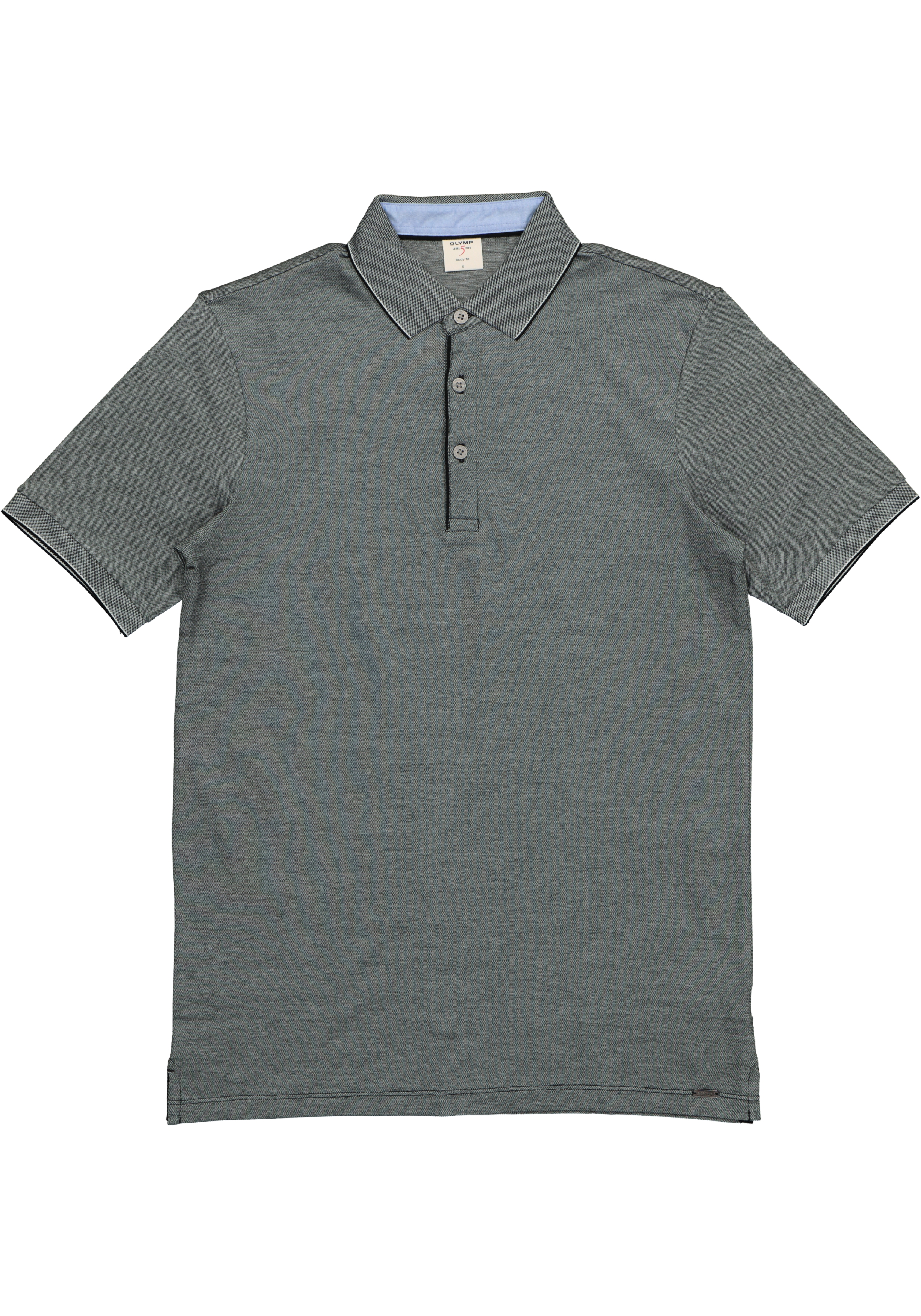 OLYMP Level 5 body fit poloshirt, stretch, zwart melange