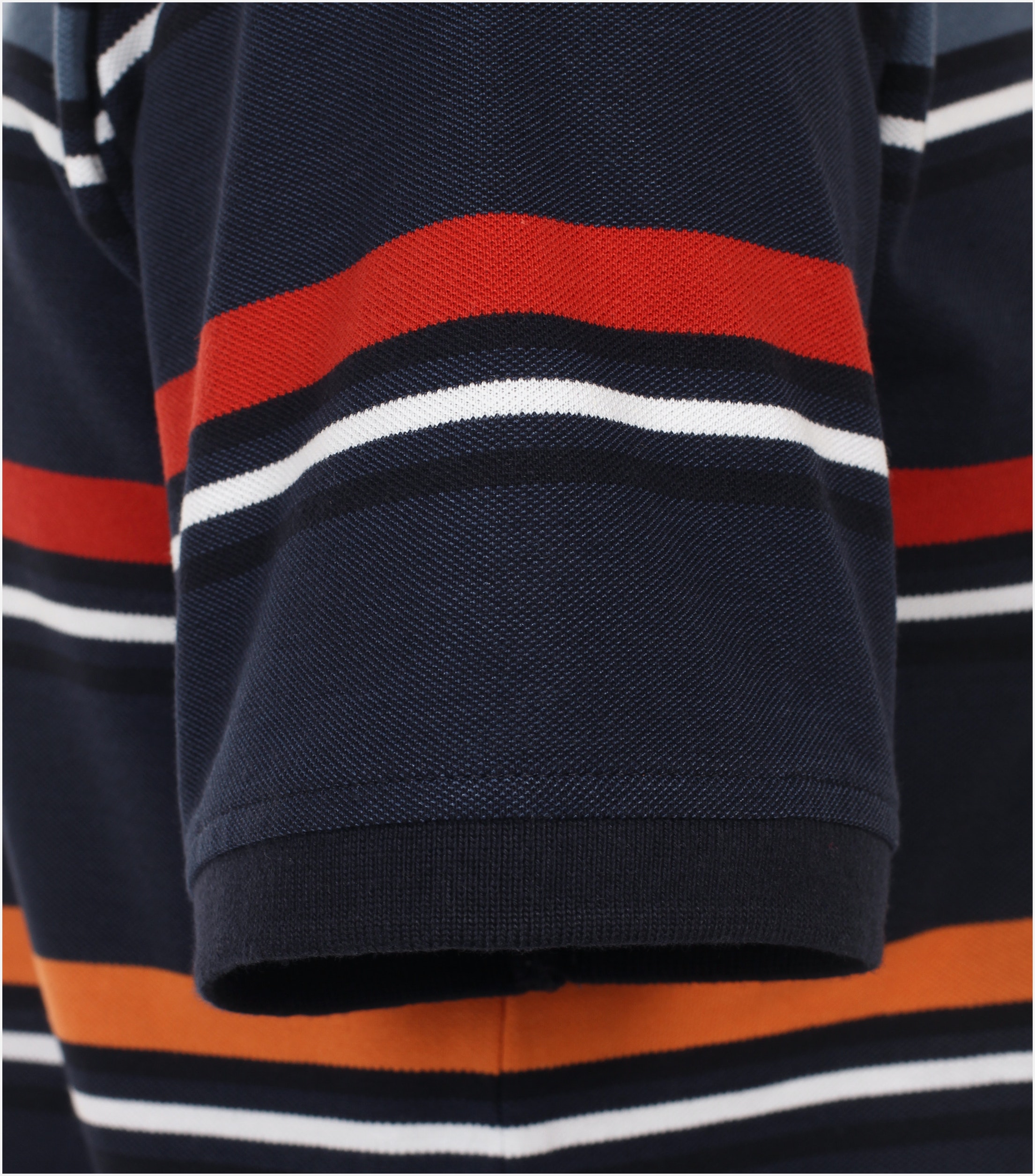 CASA MODA comfort fit heren polo, blauw met oranje gestreept