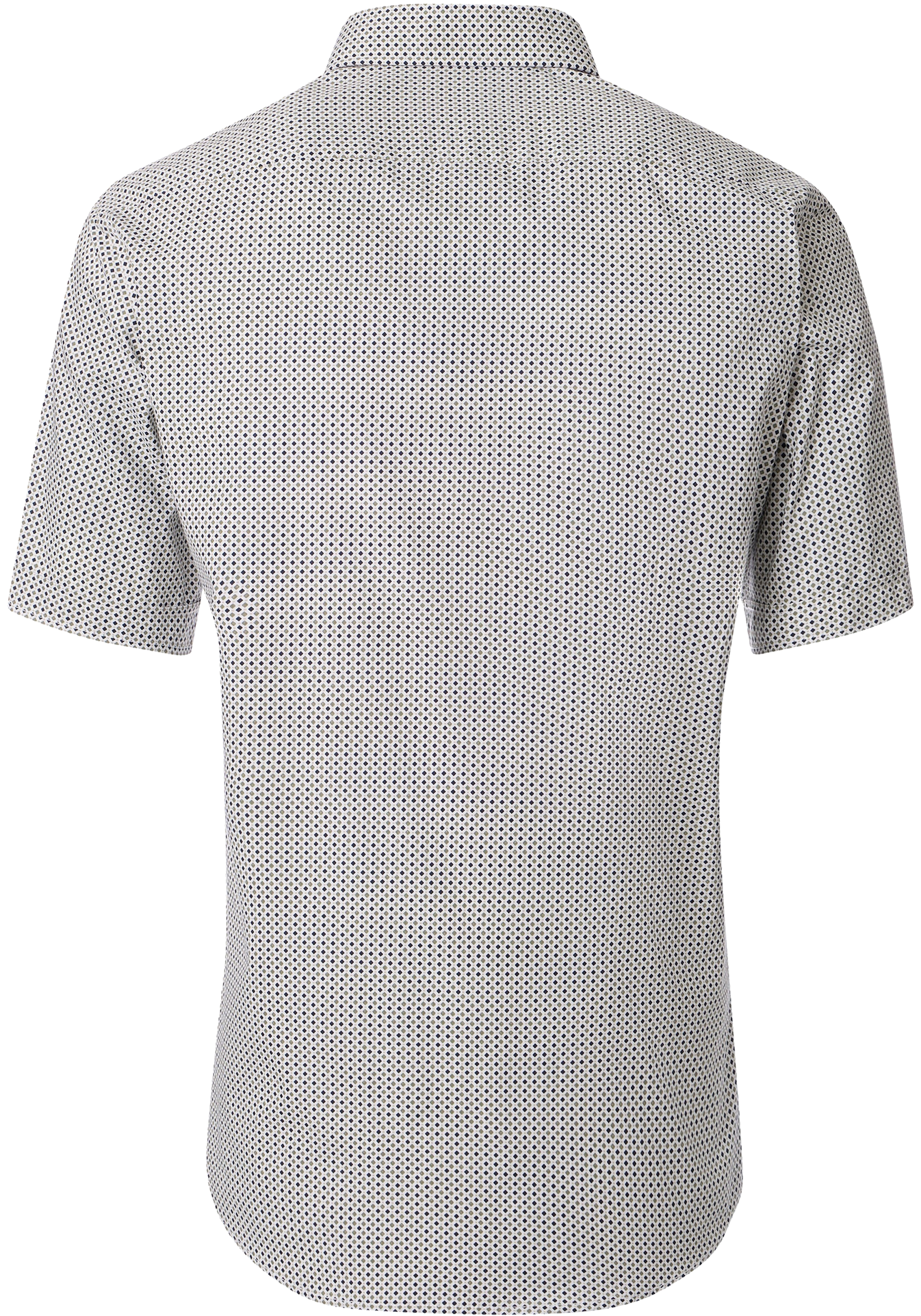 CASA MODA Sport casual fit overhemd, korte mouw, twill, wit met groen en blauw dessin