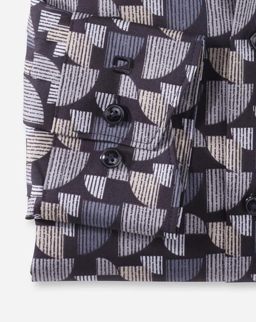 OLYMP Luxor modern fit overhemd, popeline, taupe dessin