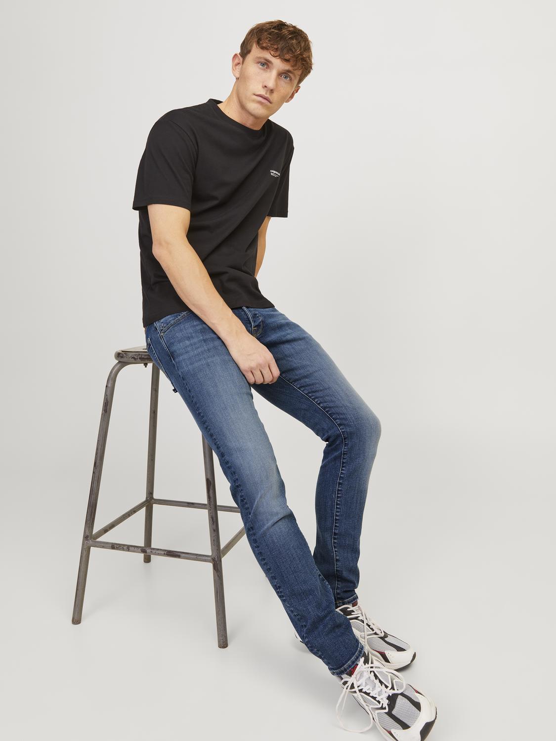 JACK & JONES Glenn Fox slim fit, heren jeans, denimblauw