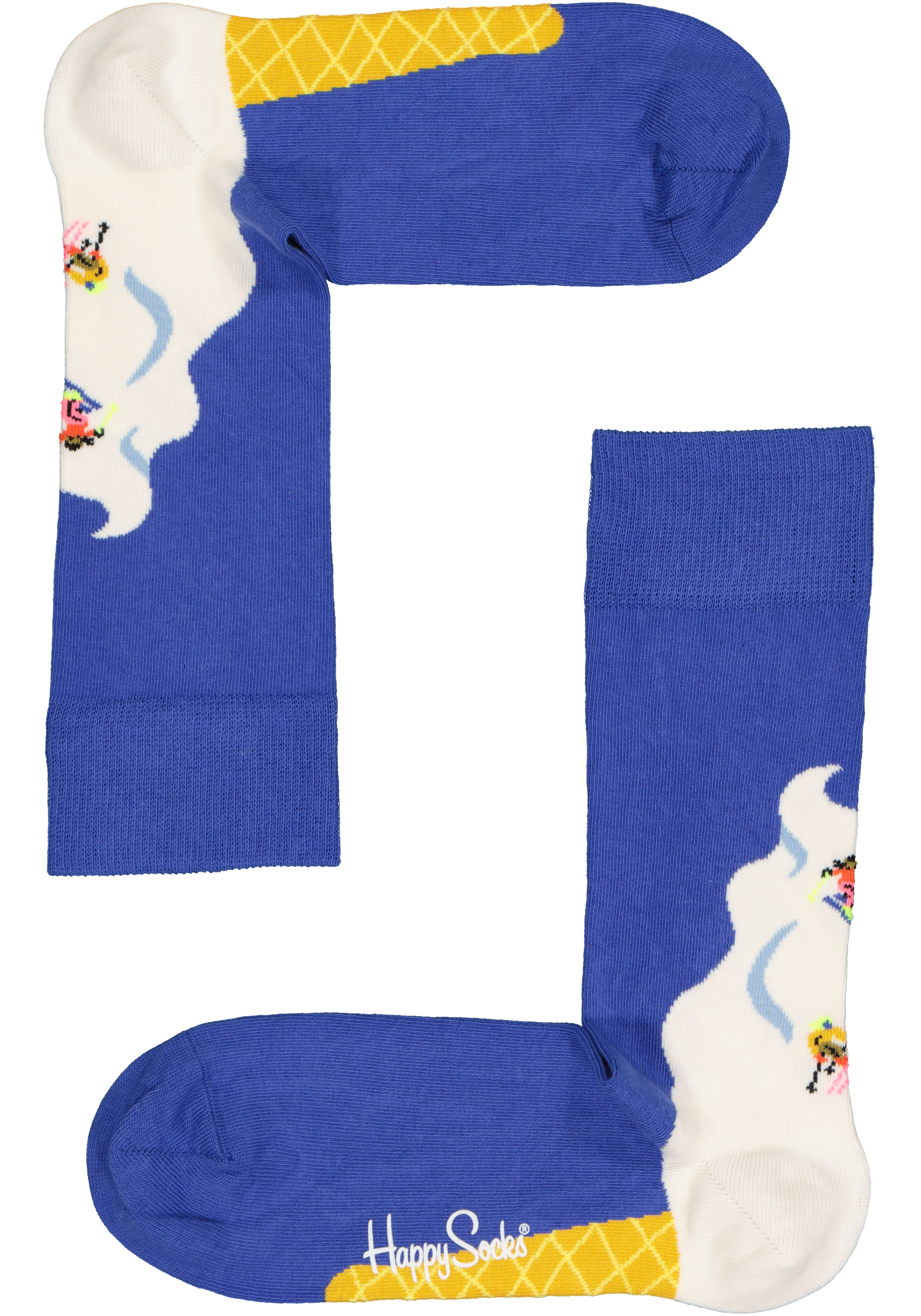 Happy Socks Ice Ice Baby Sock, unisex sokken, kobaltblauw met ijs