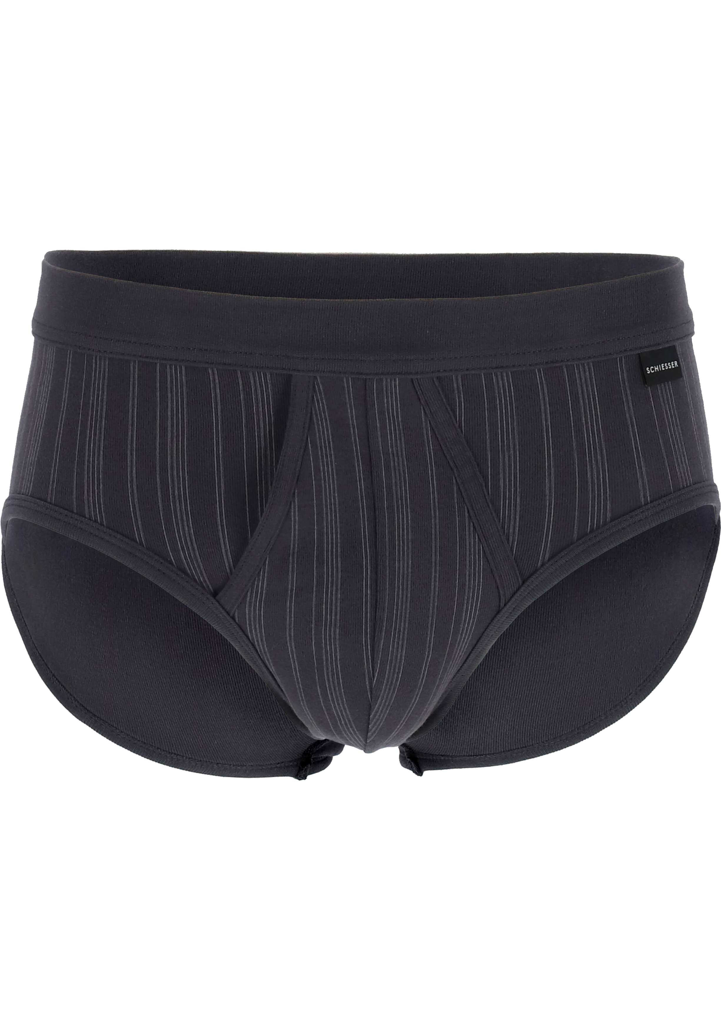 SCHIESSER Original Classics sportslips (2-pack), Feinripp met gulp, antraciet gestreept           