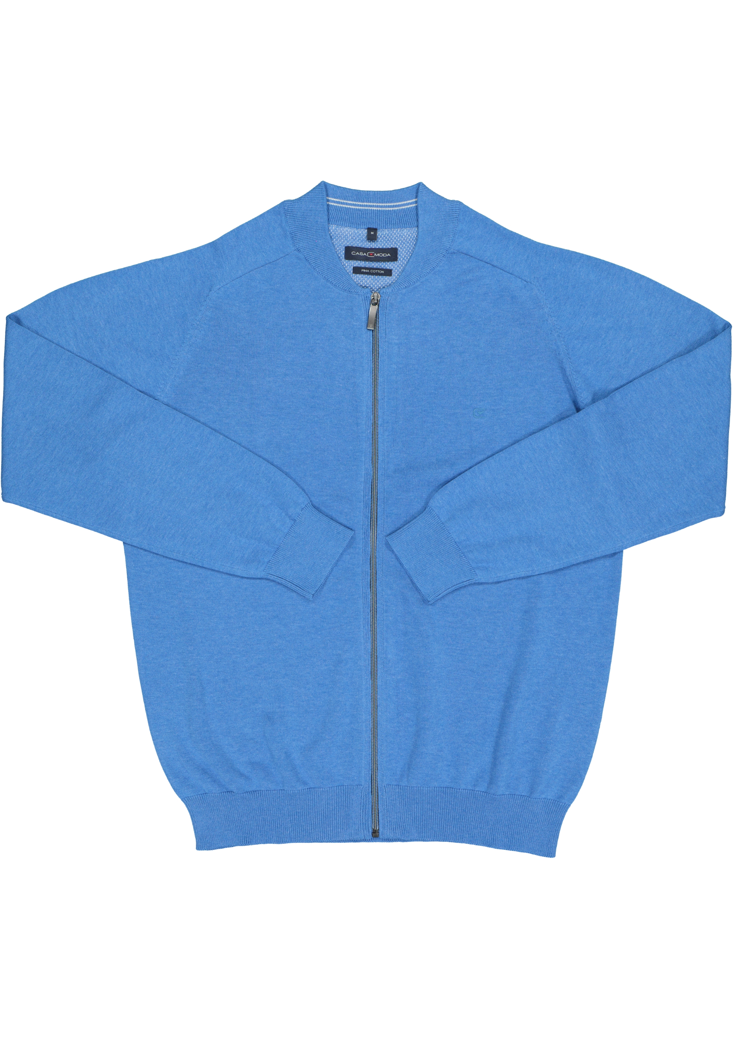 CASA MODA heren vest katoen, met rits, kobalt blauw