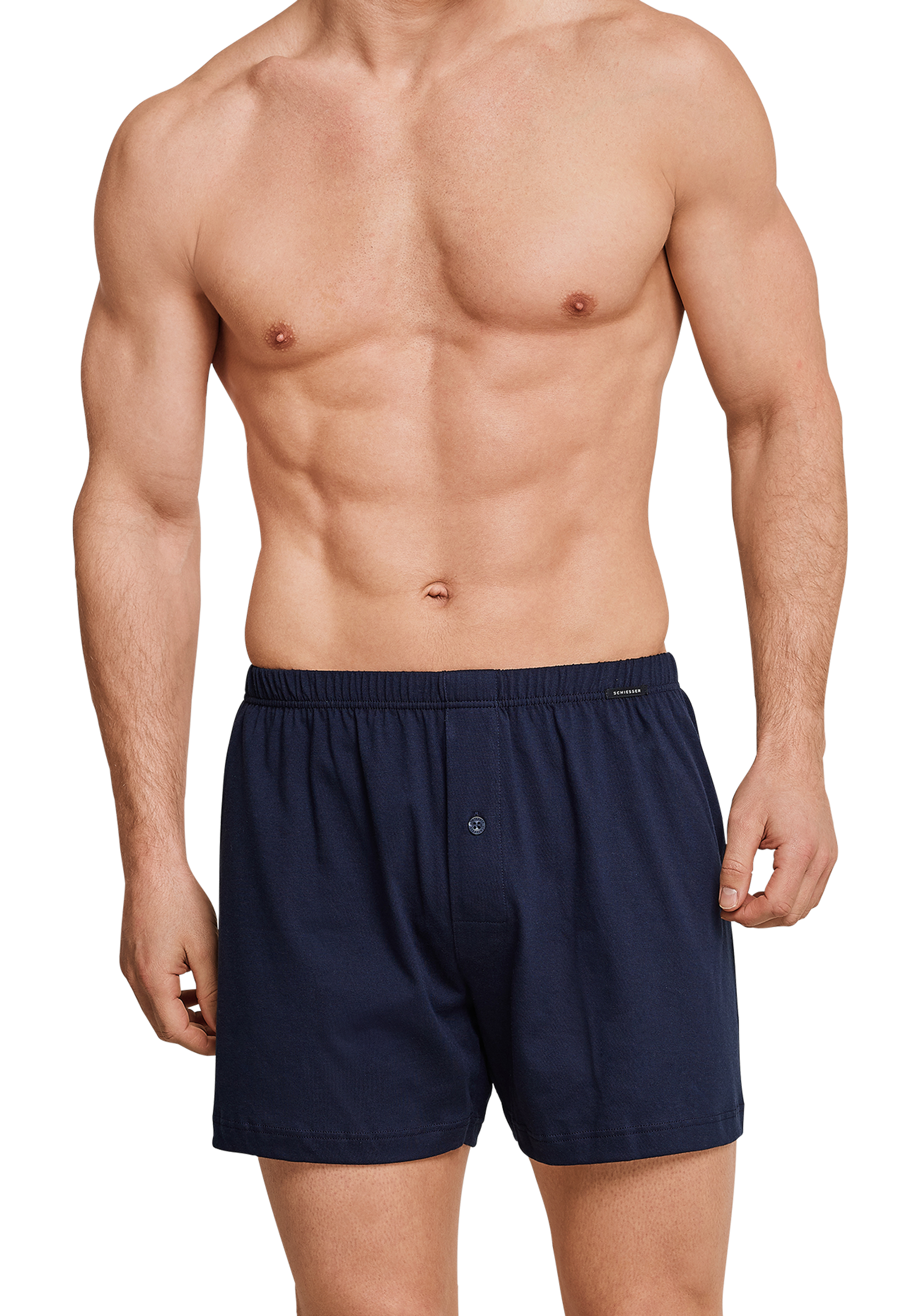 SCHIESSER Cotton Essentials boxershorts wijd (2-pack), tricot, donkerblauw