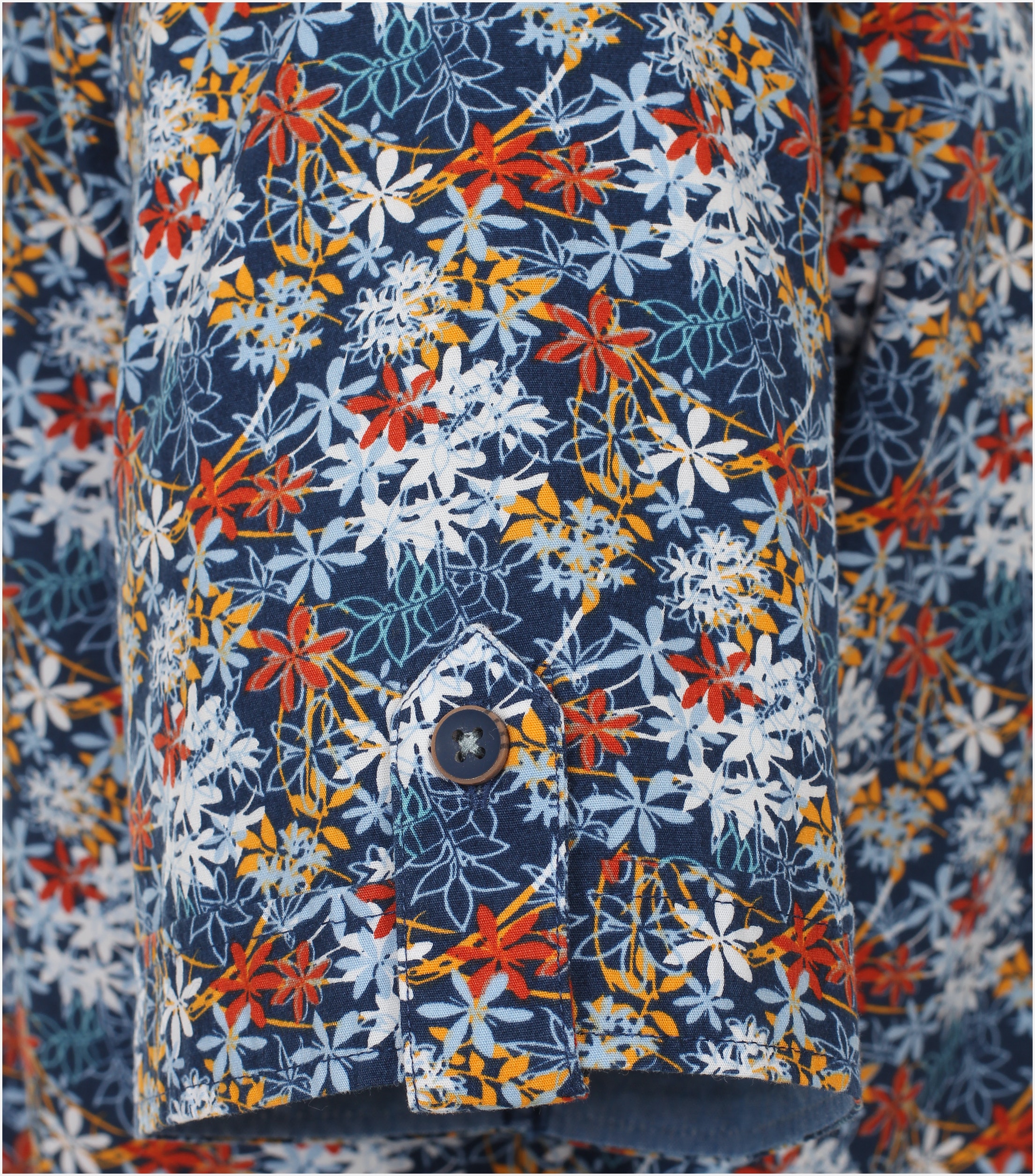 Redmond modern fit overhemd, korte mouw, popeline, blauw dessin