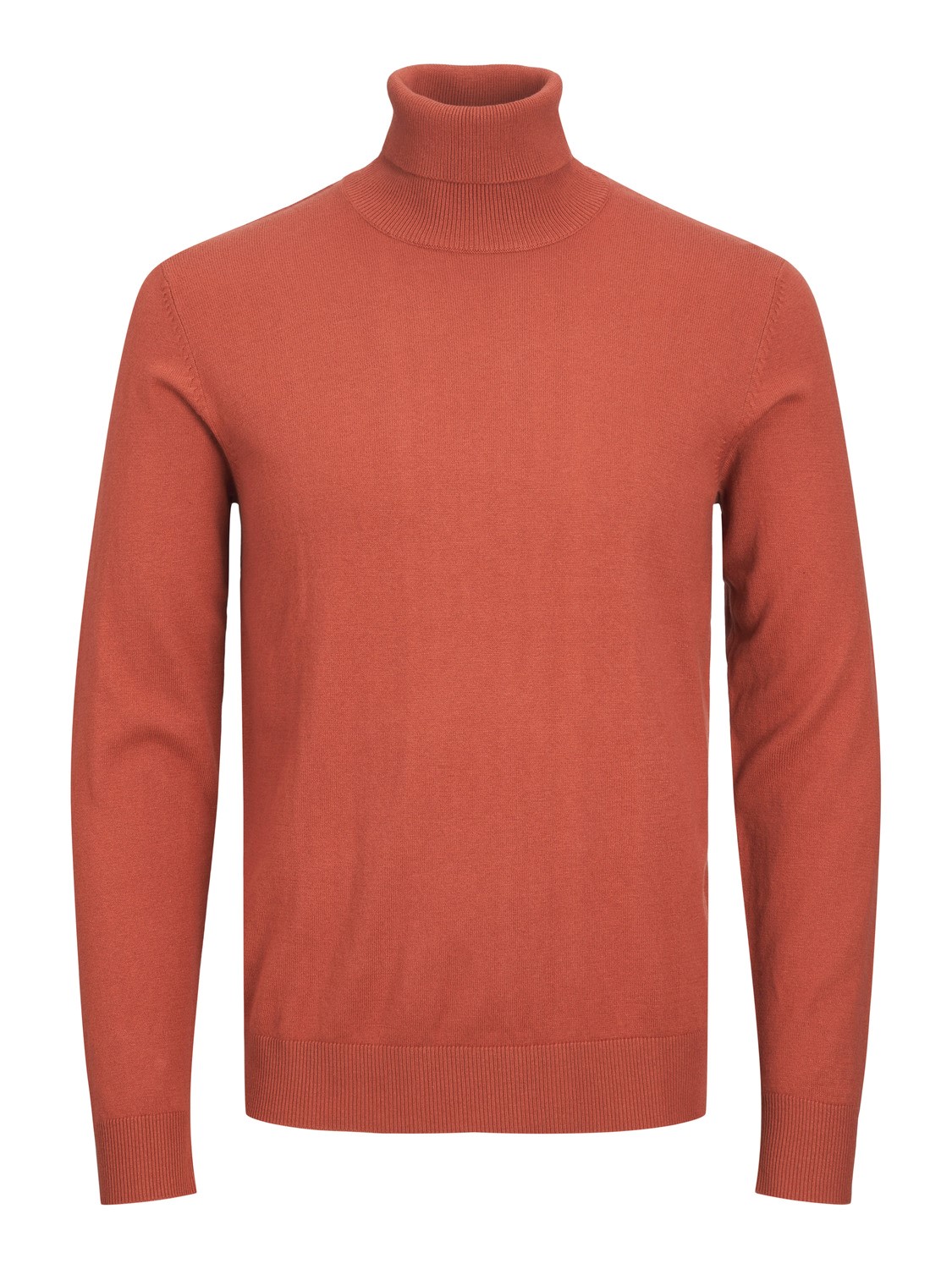 JACK & JONES Emil knit roll neck slim fit, heren pullover viscosemengsel met col, warm oranje