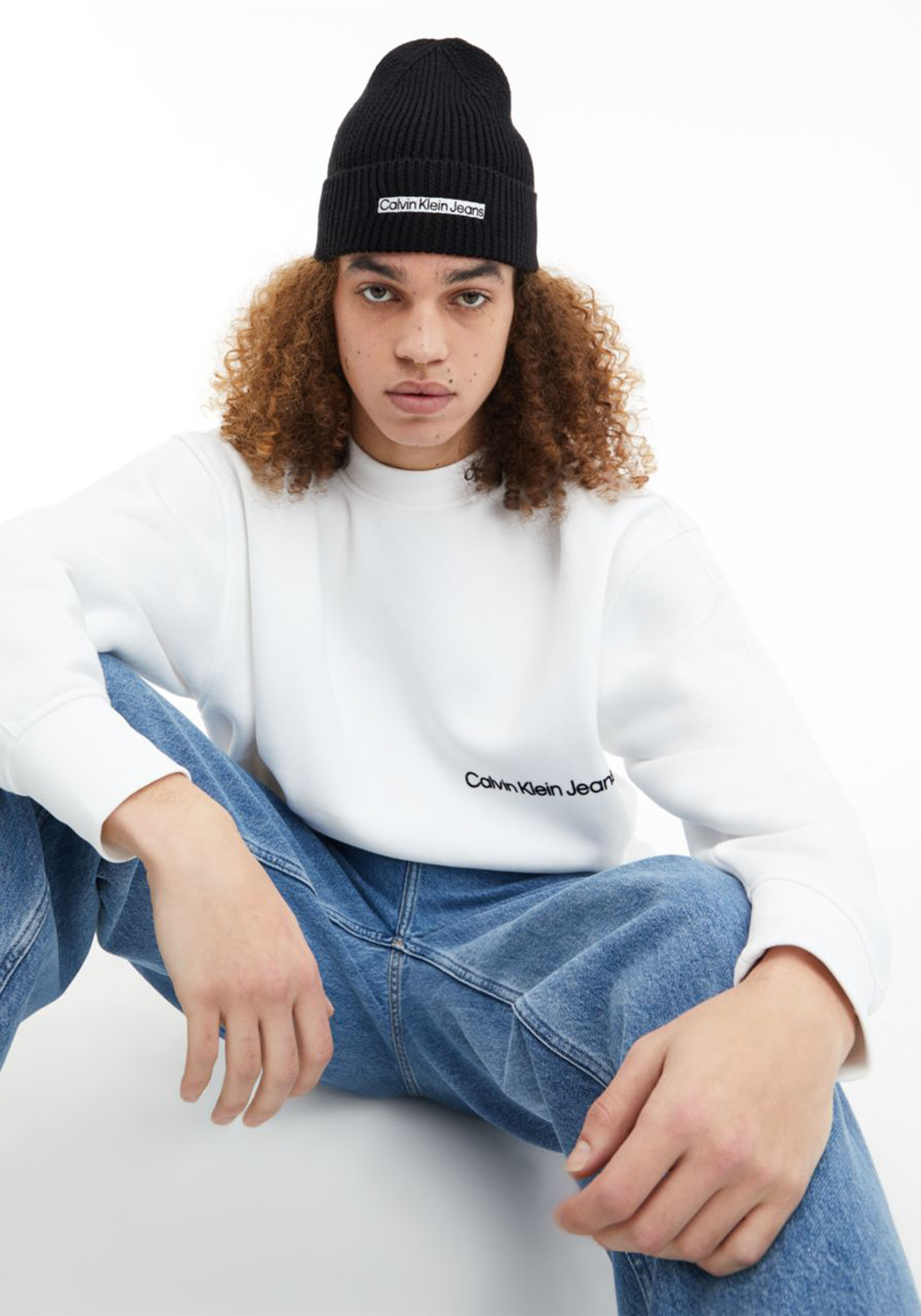 Calvin Klein muts, institutional patch beanie, zwart