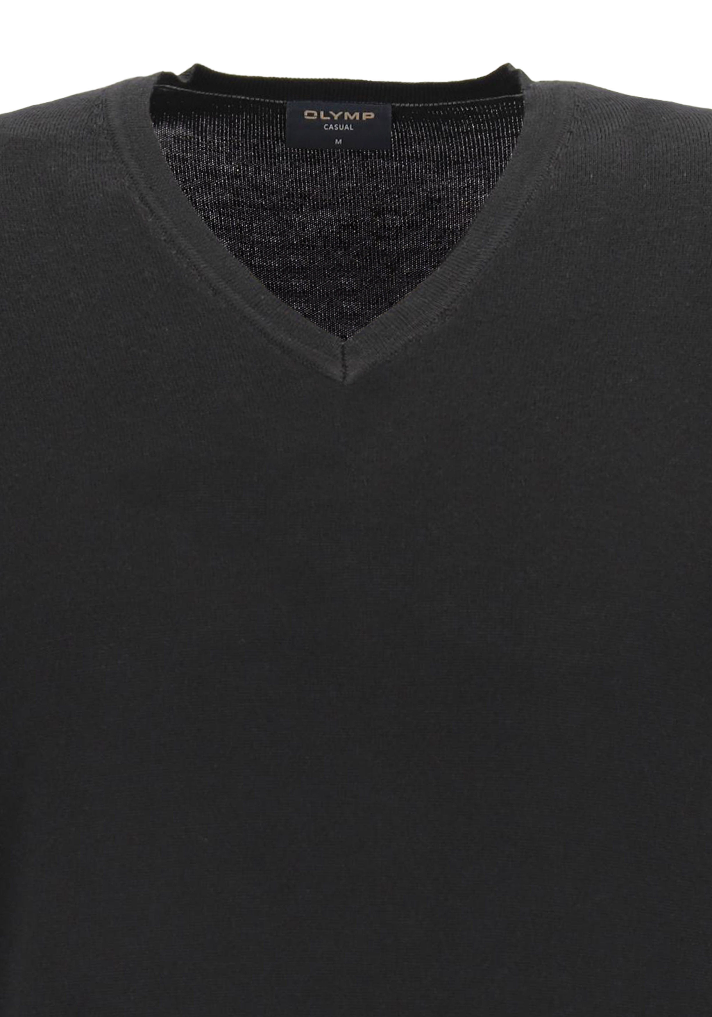 OLYMP modern fit trui wol, V-hals, zwart