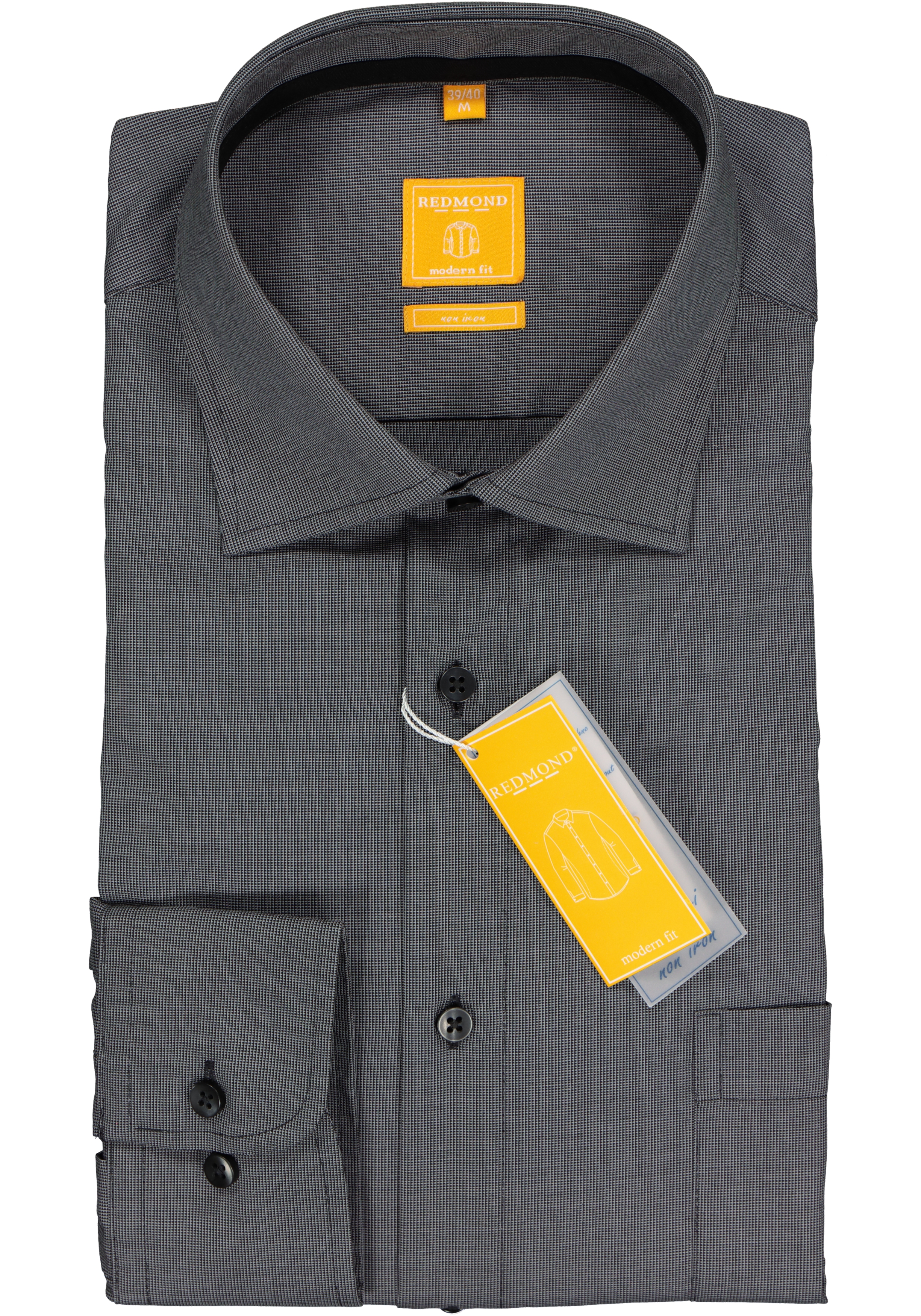 Redmond modern fit overhemd, antraciet (contrast)  