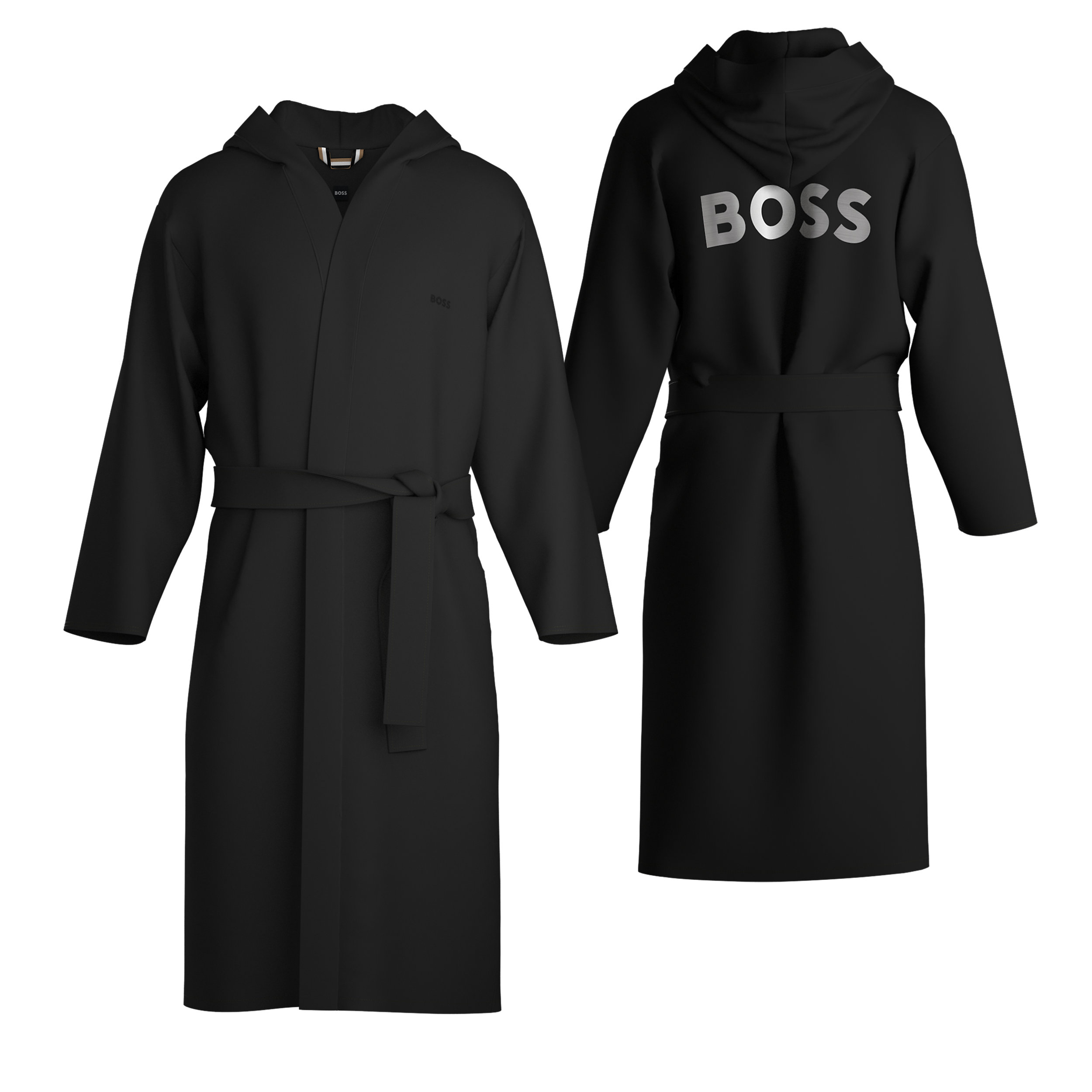 BOSS Be Bold Robe, heren ochtendjas (middeldik), zwart