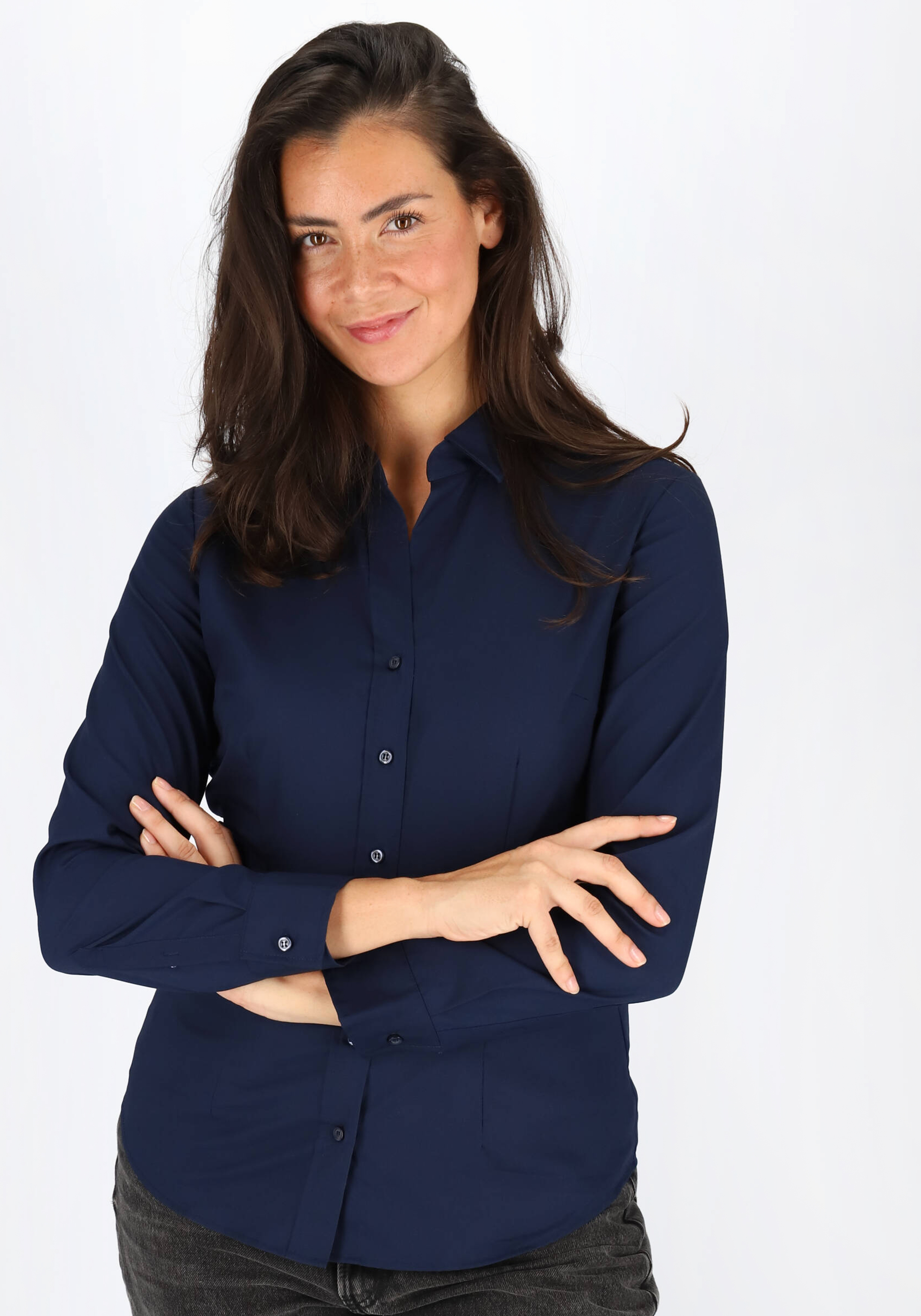 Seidensticker dames blouse regular fit, donkerblauw