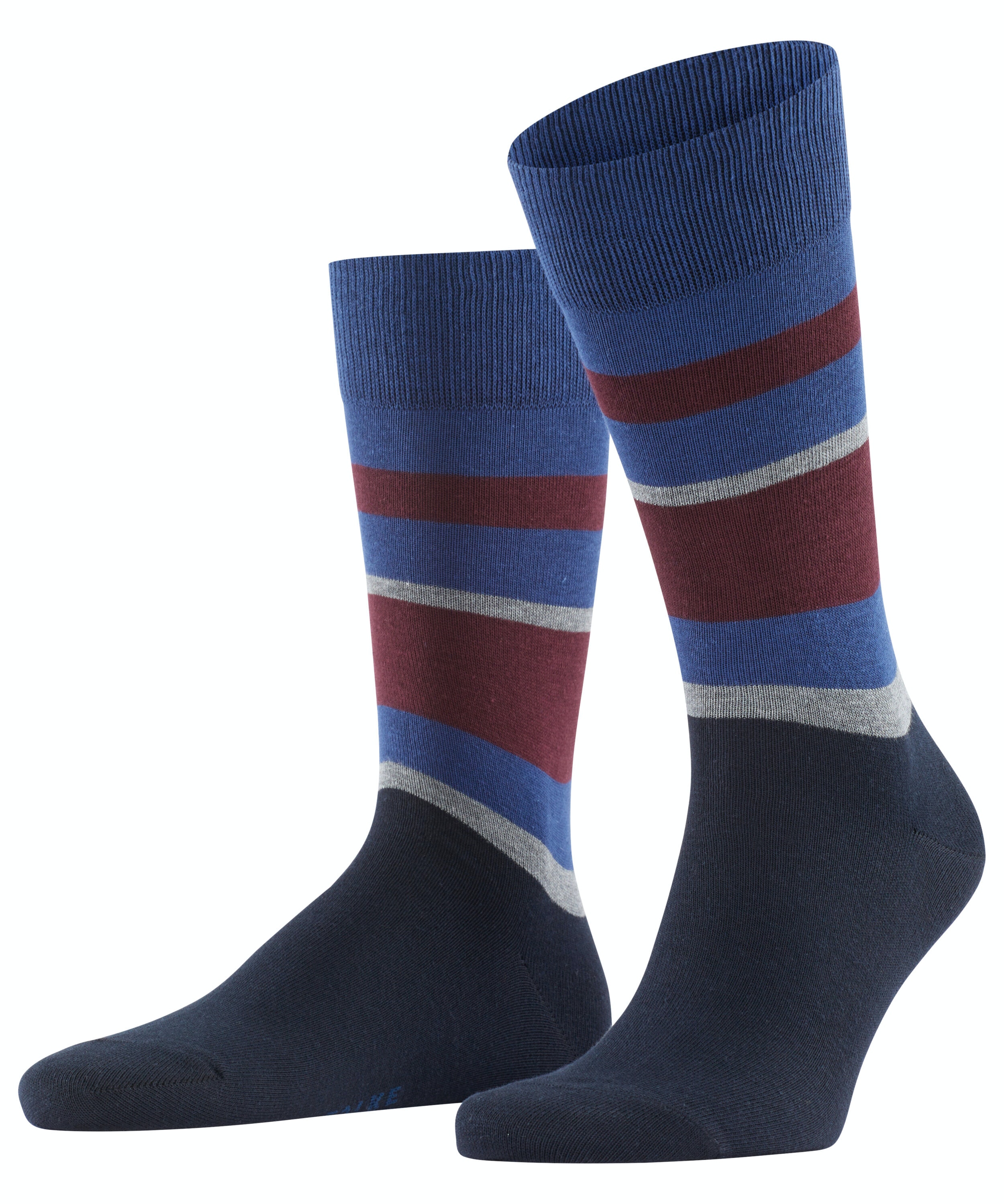 FALKE Happy Box 3-Pack herensokken, bordeaux en kobalt, gestreept en uni