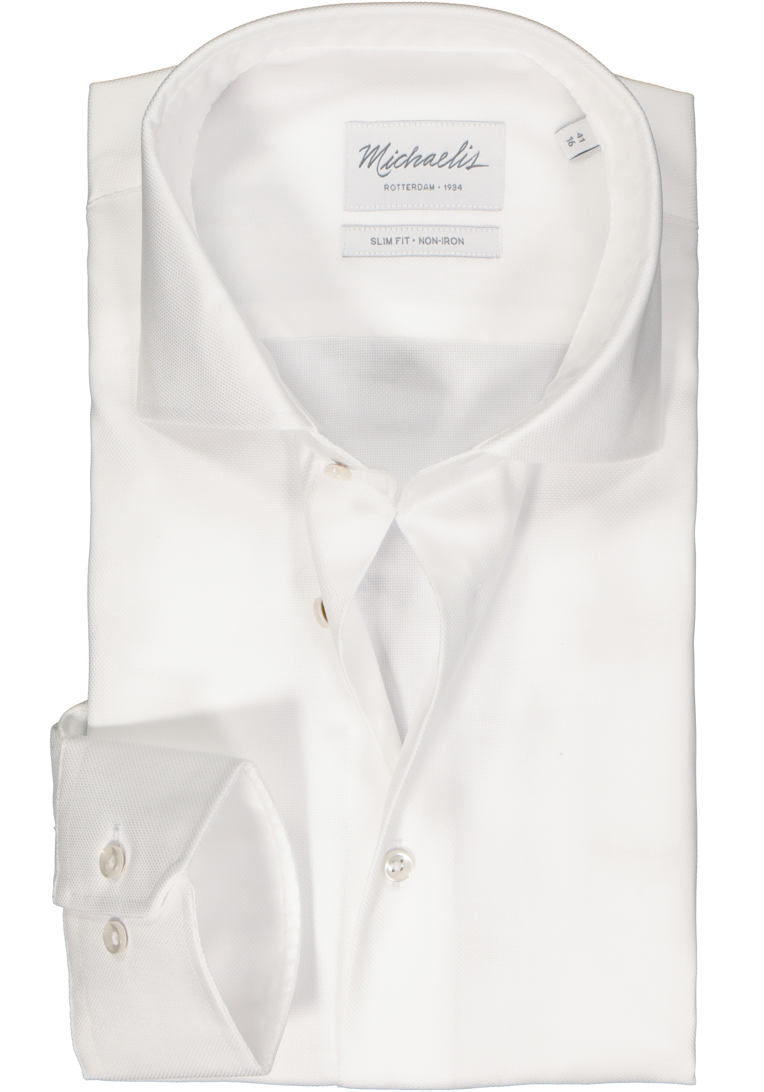 Michaelis slim fit overhemd, Oxford, wit