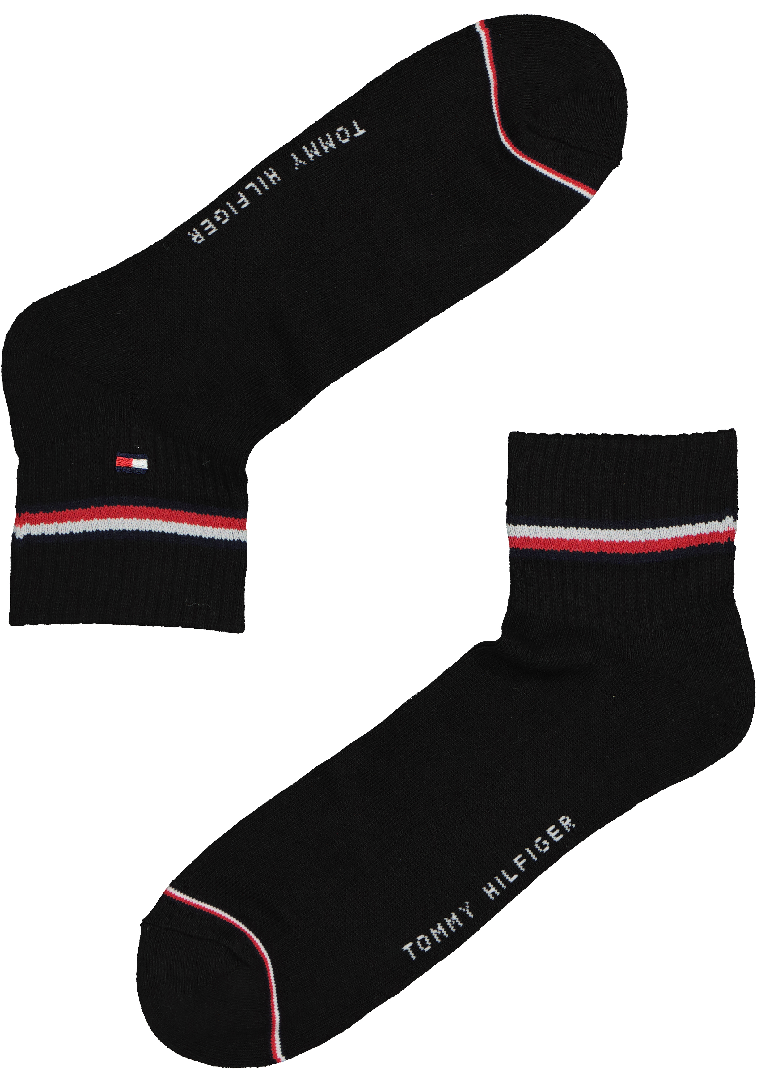 Tommy Hilfiger Iconic Quarter Socks (2-pack), heren sneaker sportsokken katoen, zwart