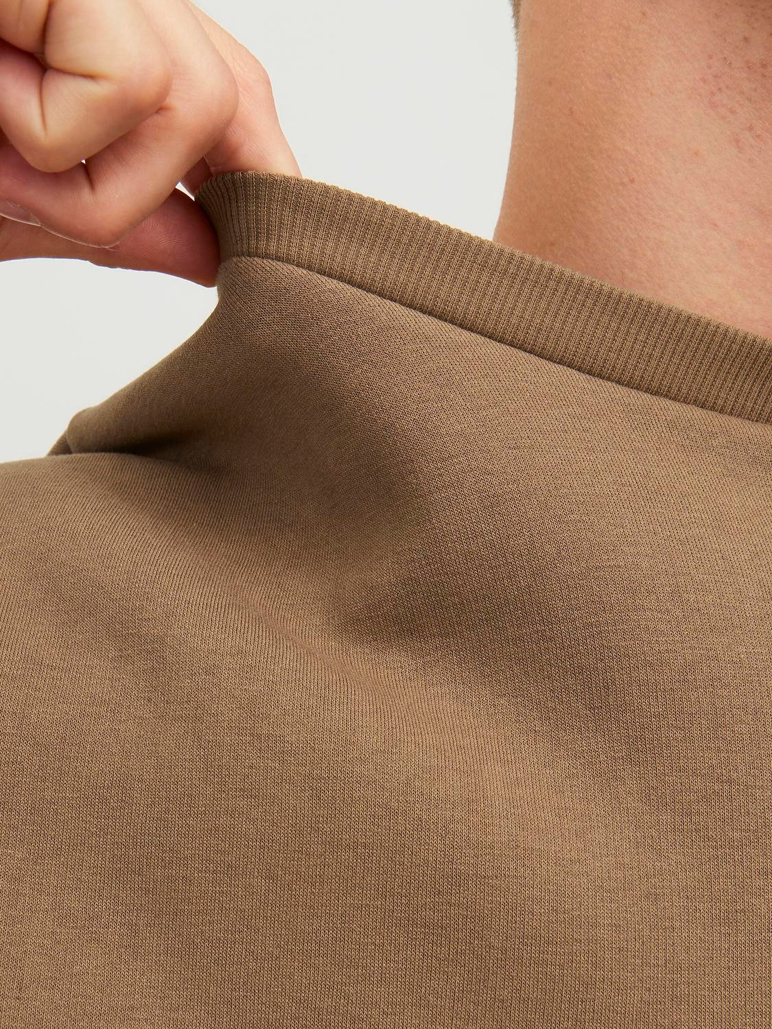 JACK & JONES Bradley sweat crew regular fit, heren sweatshirt katoenmengsel met O-hals, camel bruin