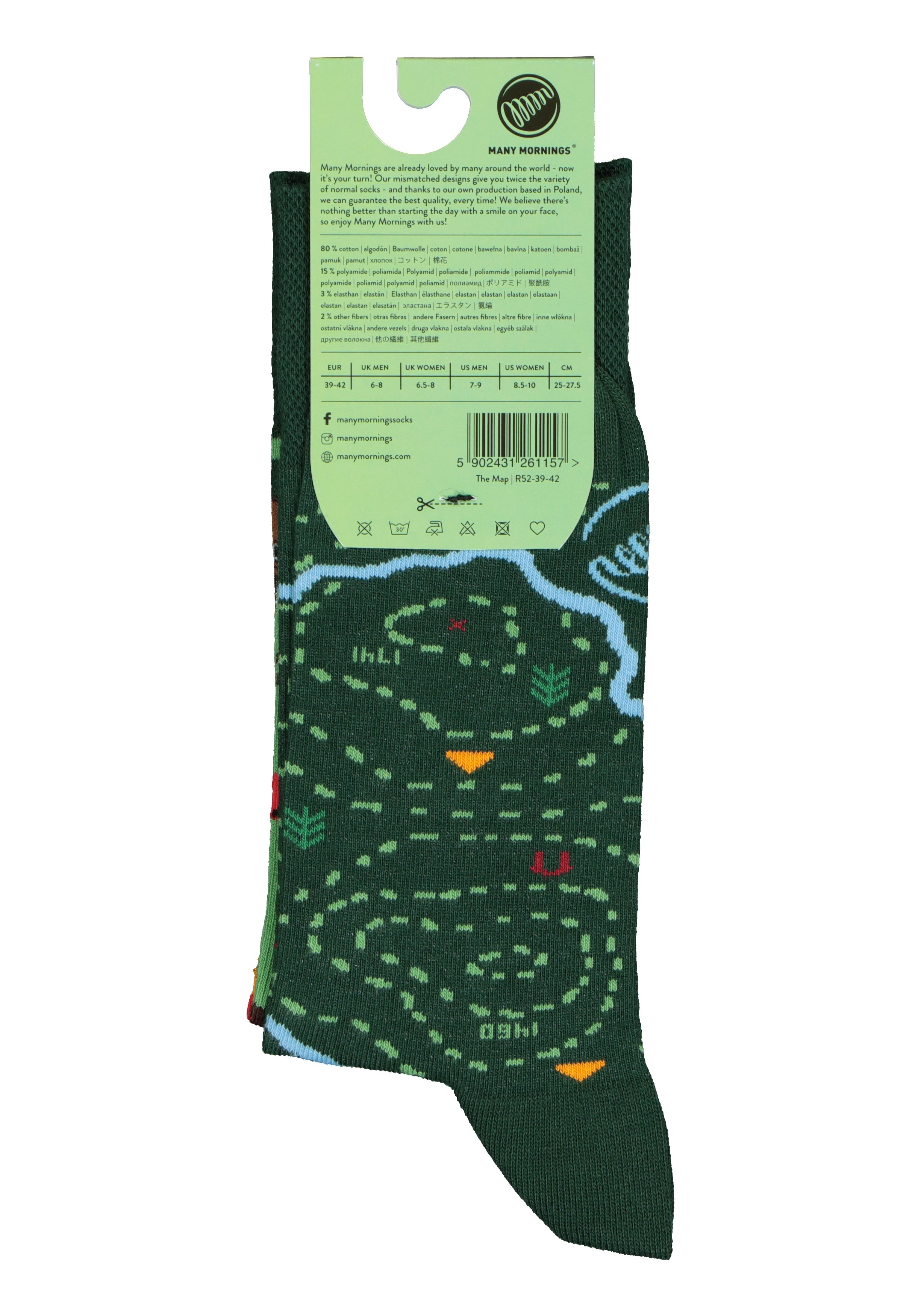 Many Mornings unisex sokken Map