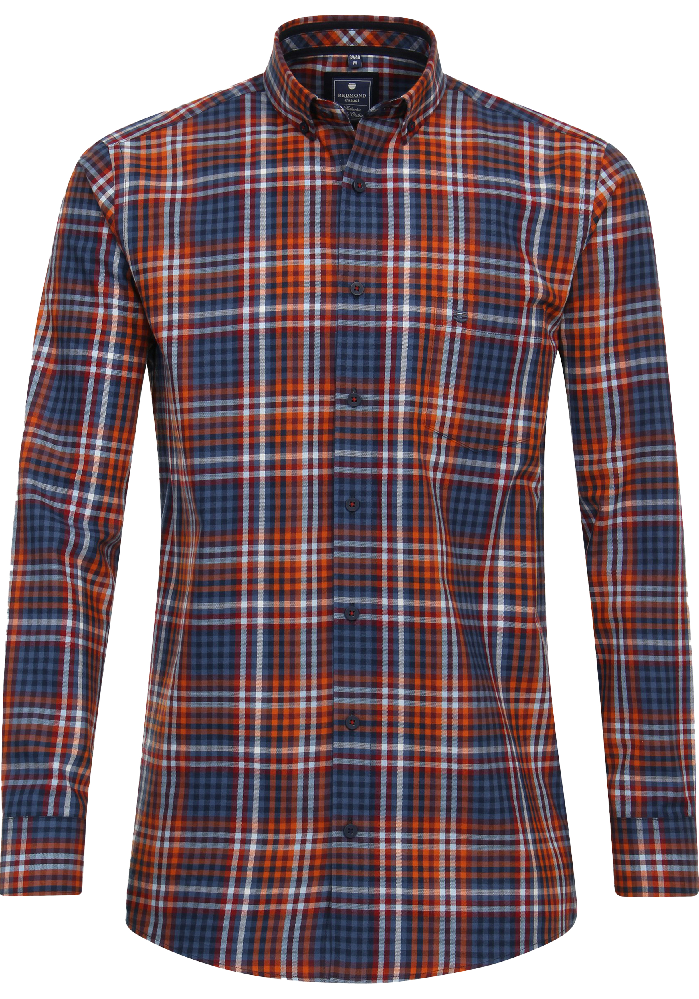 Redmond comfort fit overhemd, twill, rood geruit