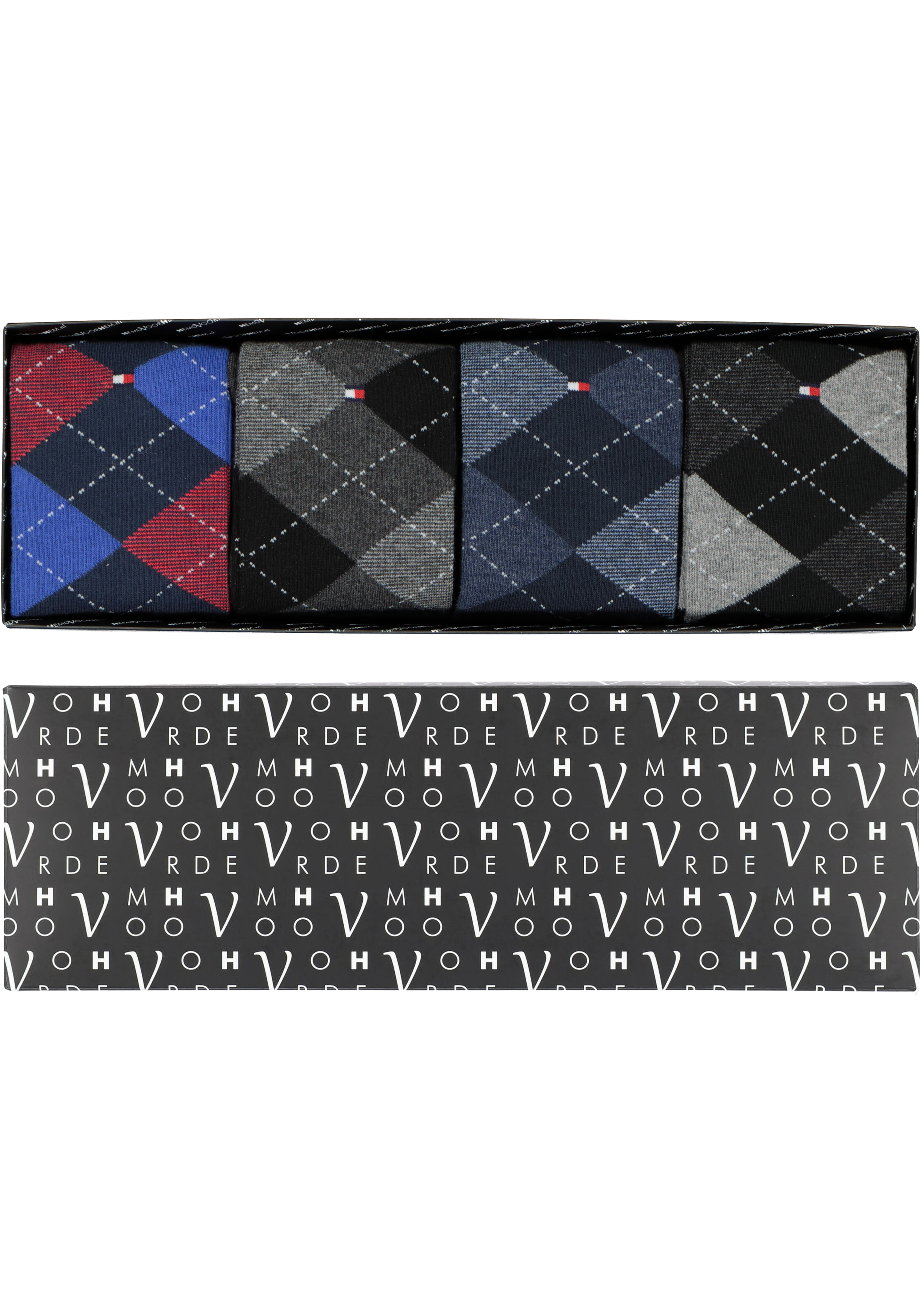 Cadeaubox Tommy Check Box: 8 paar Tommy Hilfiger sokken geruit