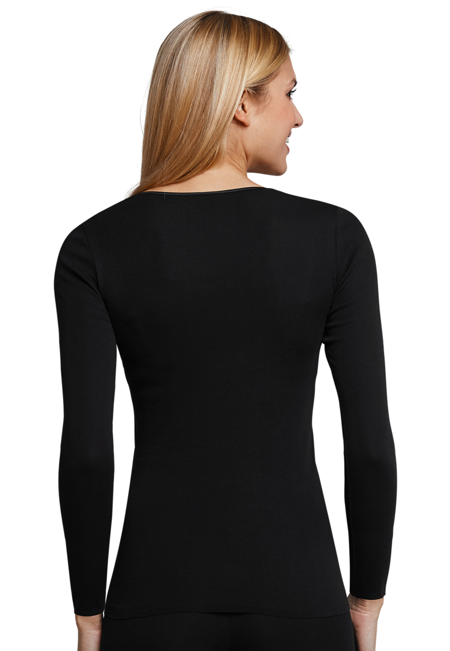 SCHIESSER Luxury T-shirt (1-pack), dames shirt lange mouwen zwart