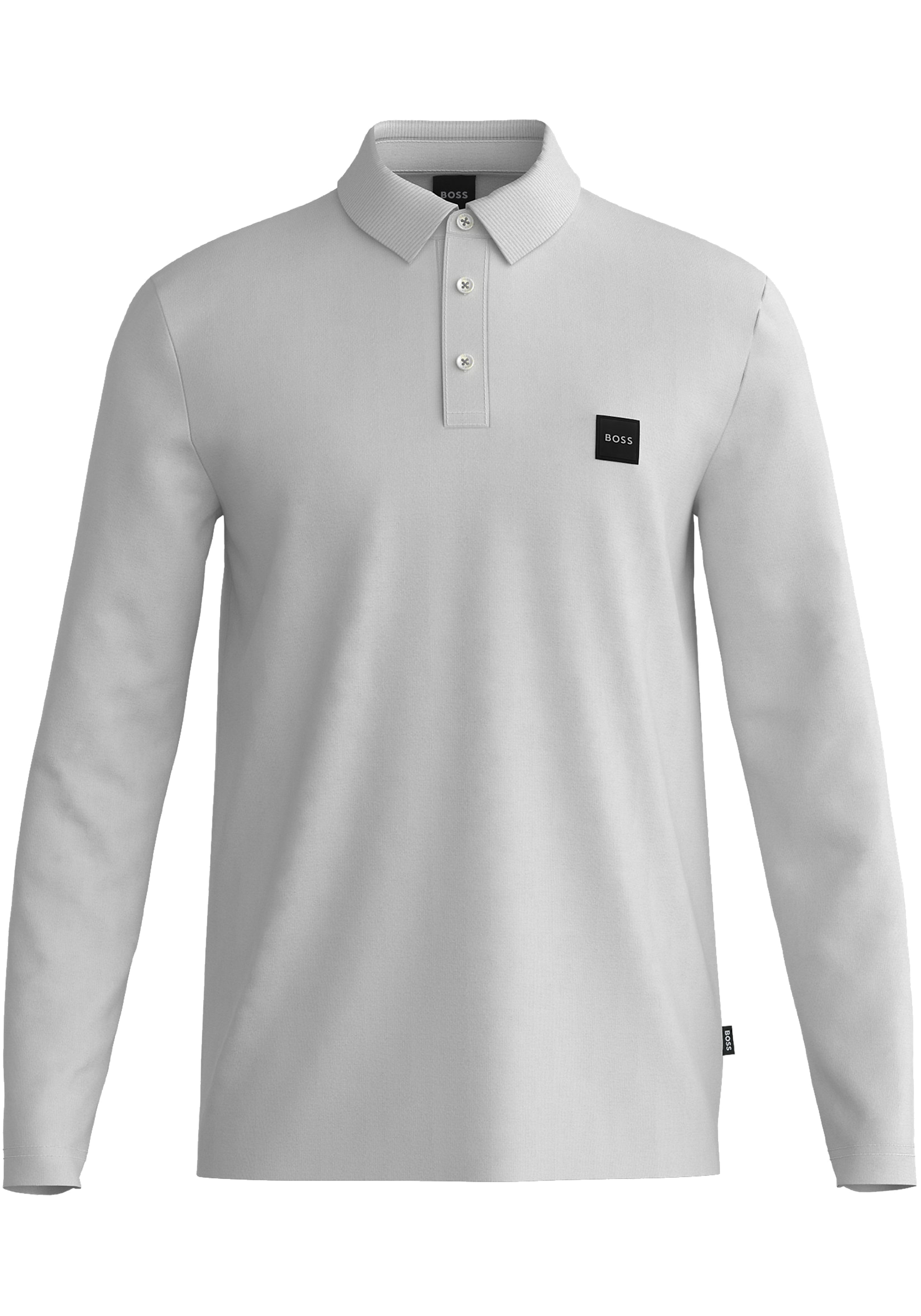 BOSS Pado regular fit polo lange mouw, jersey, wit