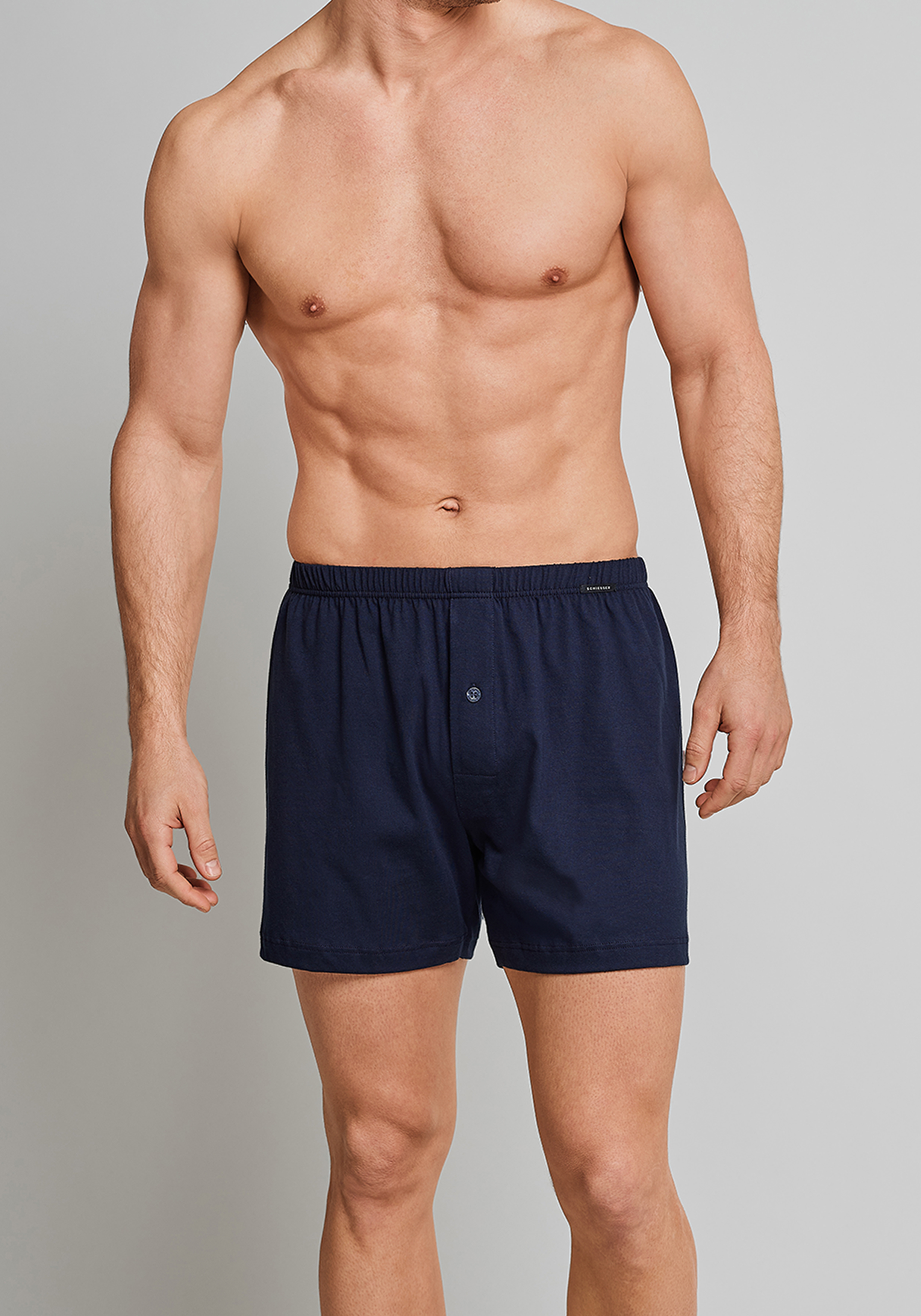 SCHIESSER Cotton Essentials boxershorts wijd (2-pack), tricot, donkerblauw