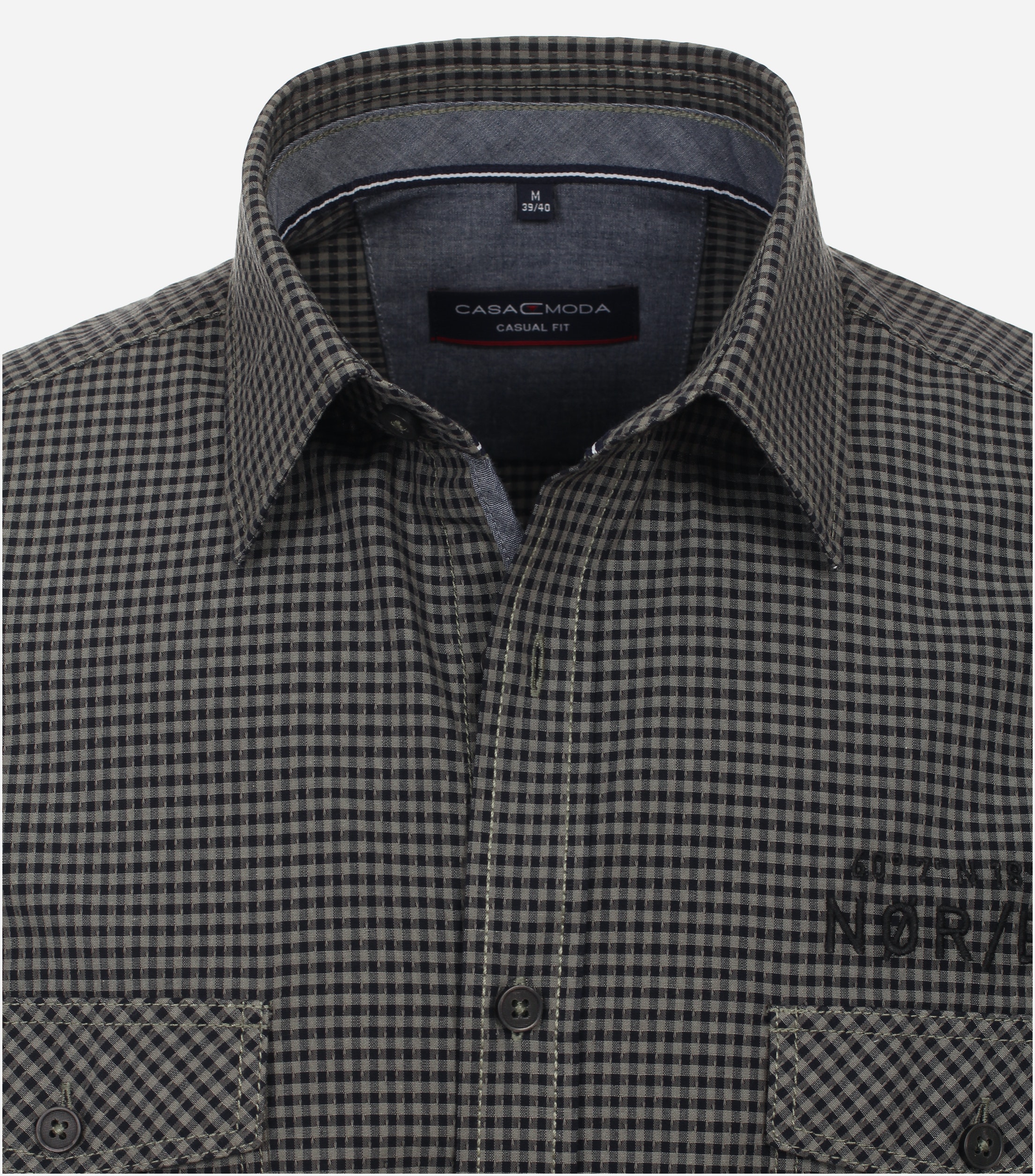 CASA MODA Sport casual fit overhemd, dobby, groen geruit