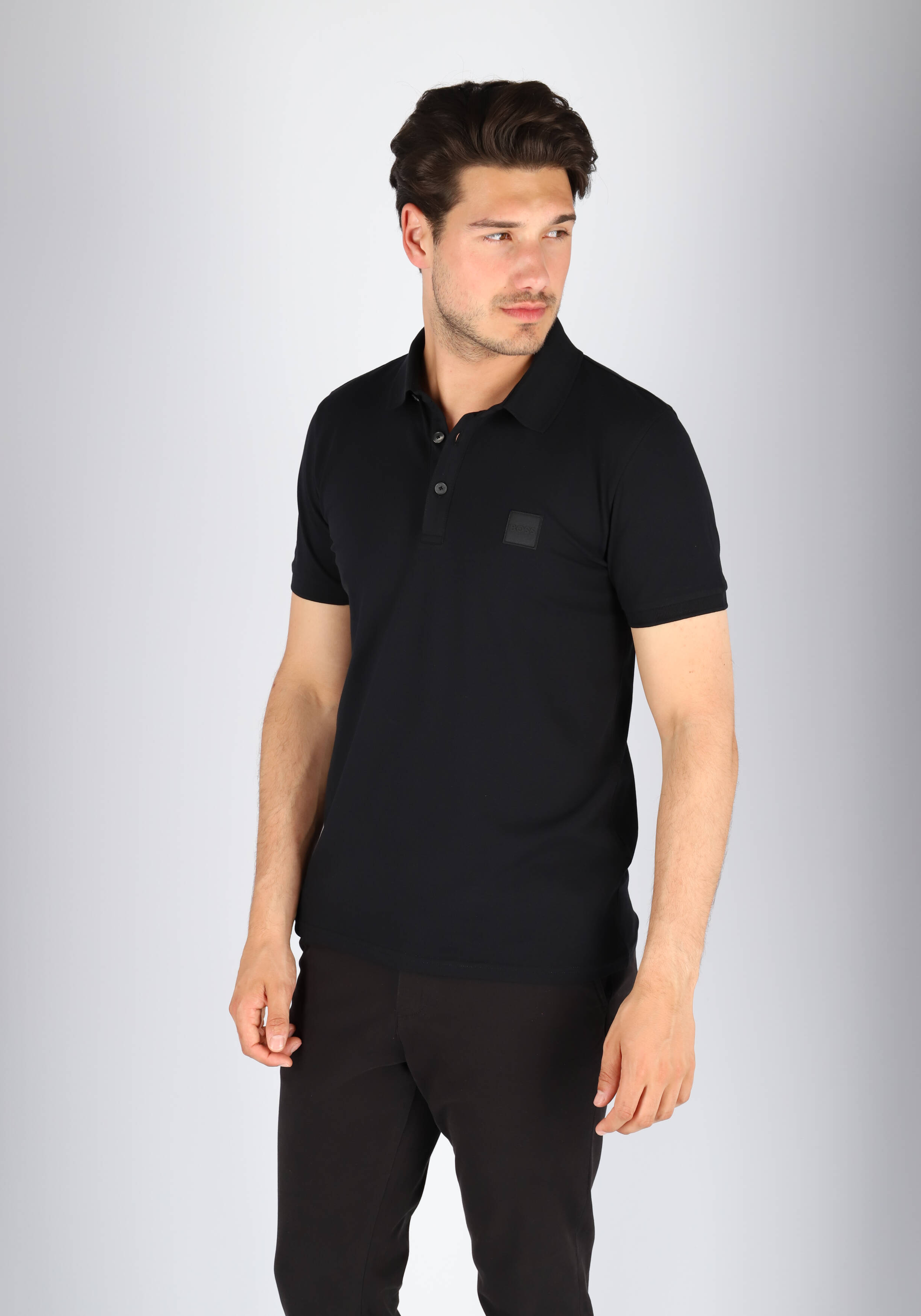 HUGO BOSS Passenger slim fit polo, stretch heren polo korte mouw, zwart