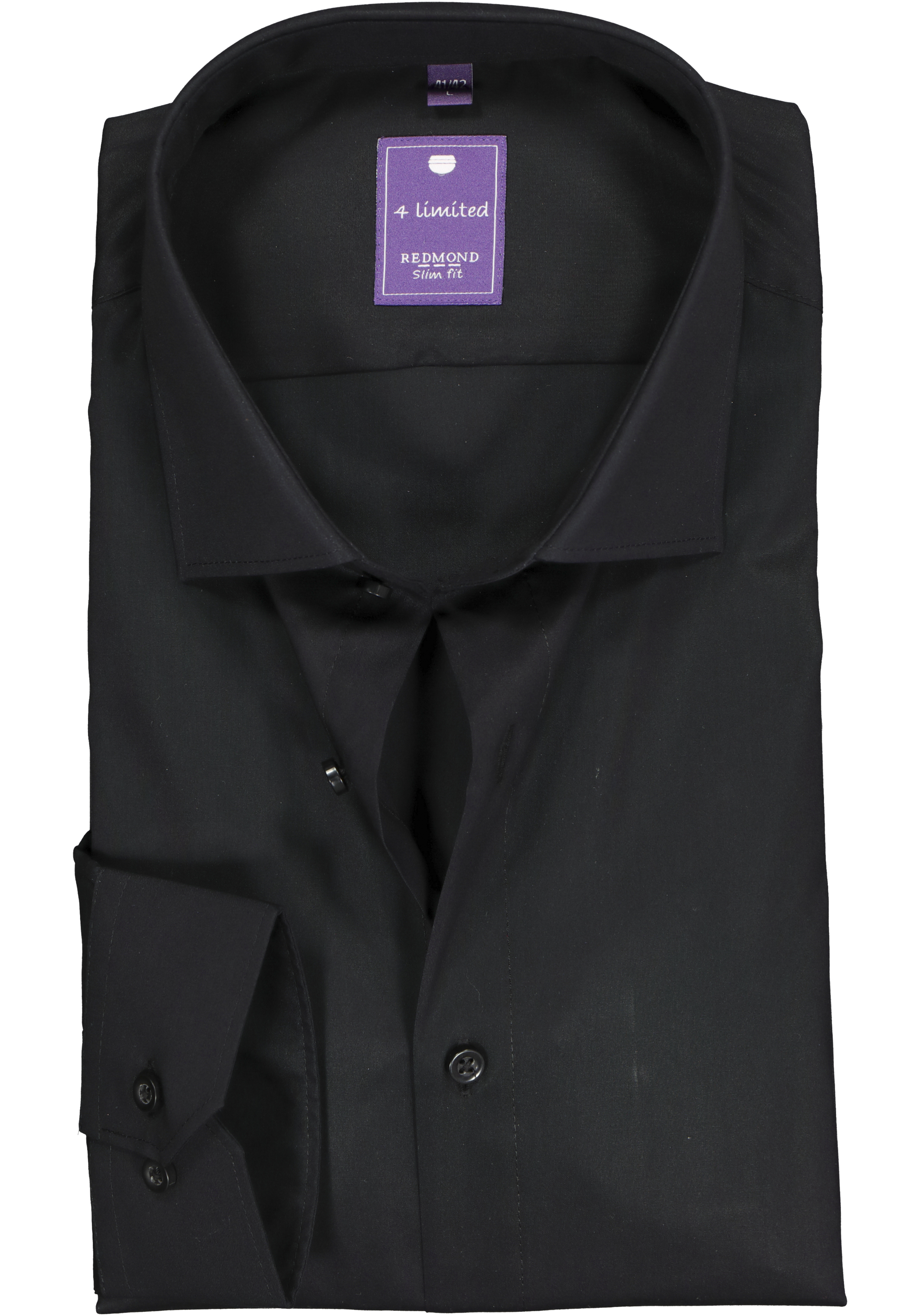 Redmond slim fit overhemd, zwart