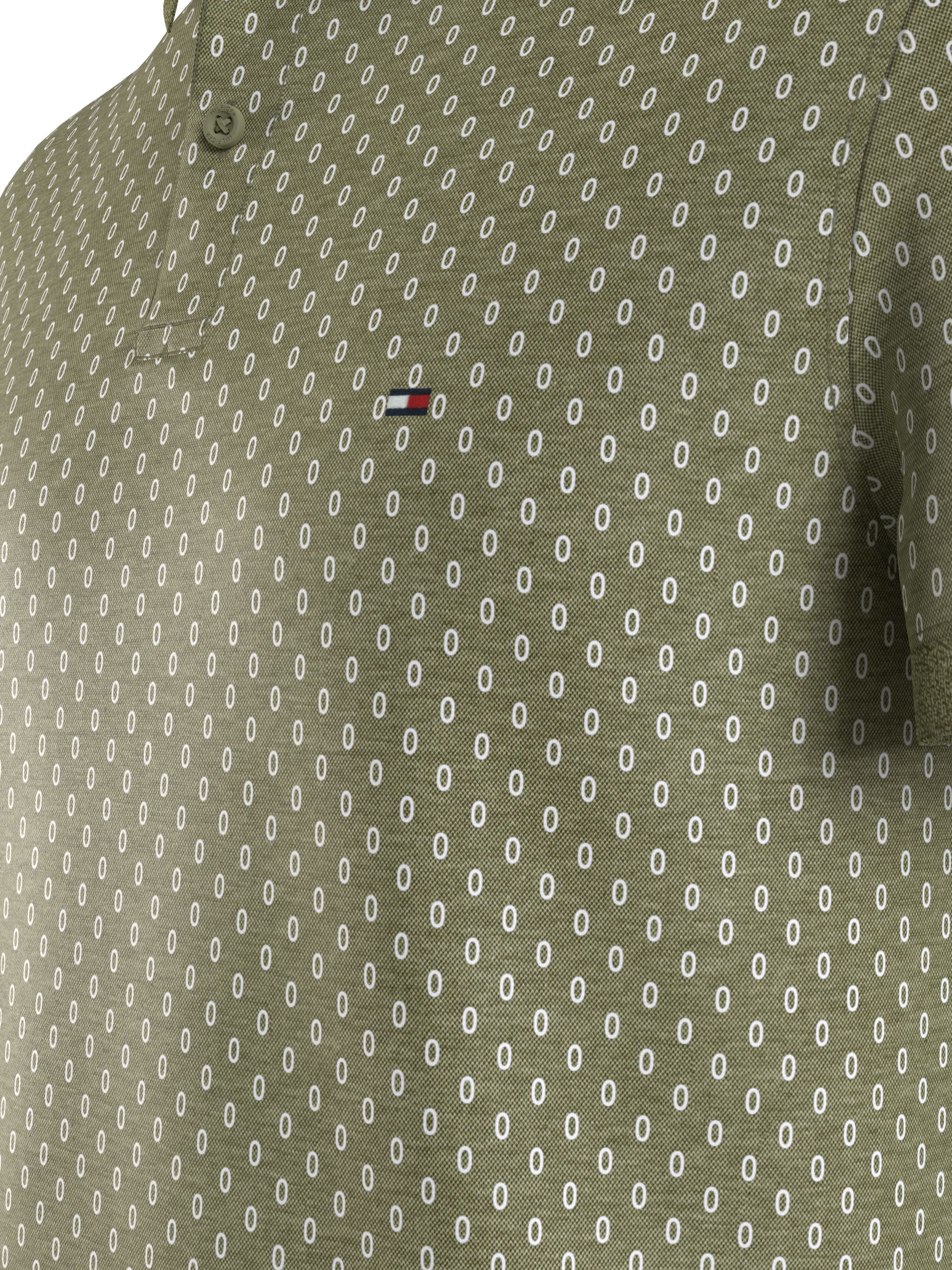 Tommy Hilfiger Micro Print Slim Polo, heren poloshirt, licht olijfgroen