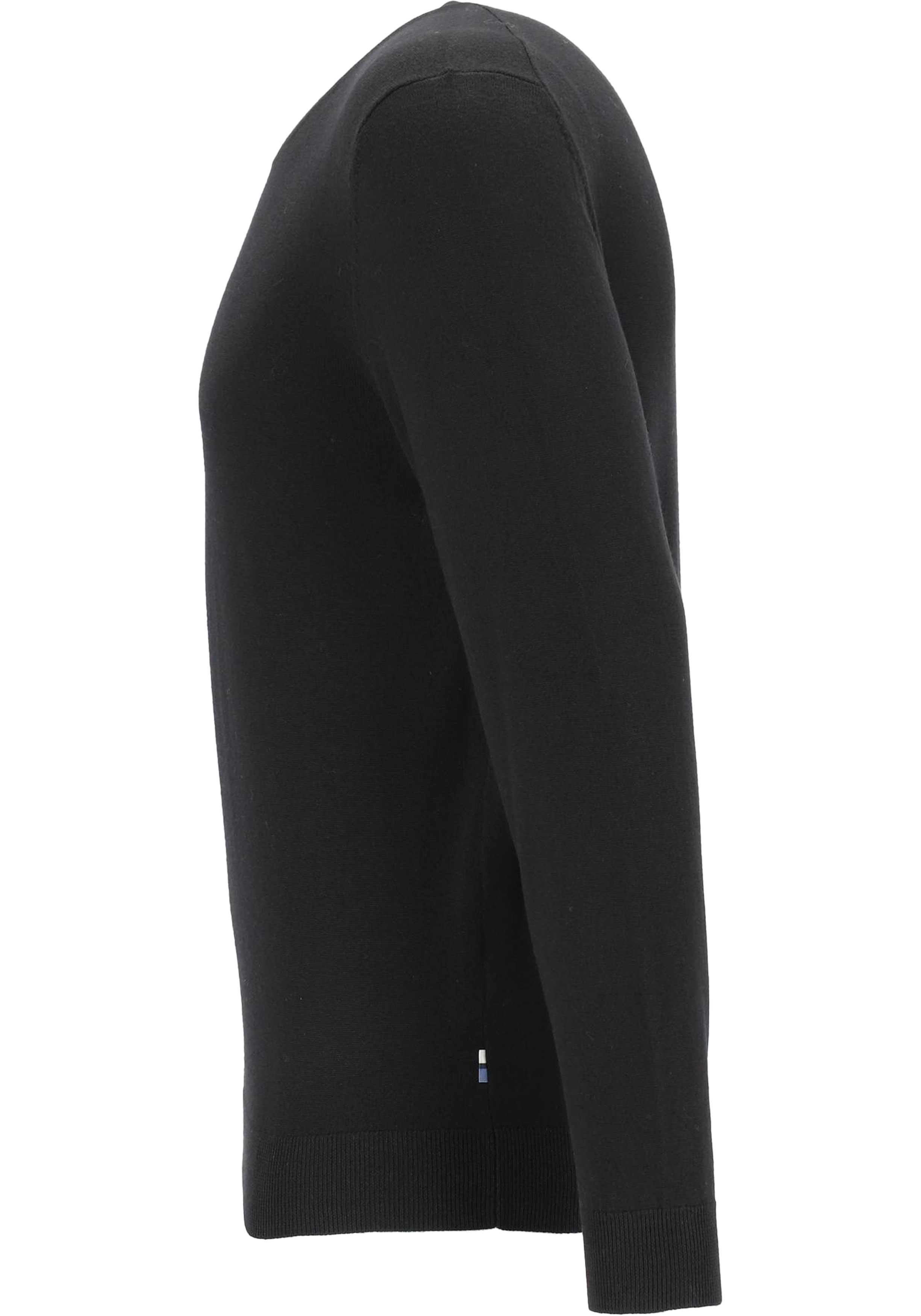 OLYMP modern fit trui wol, O-hals, zwart