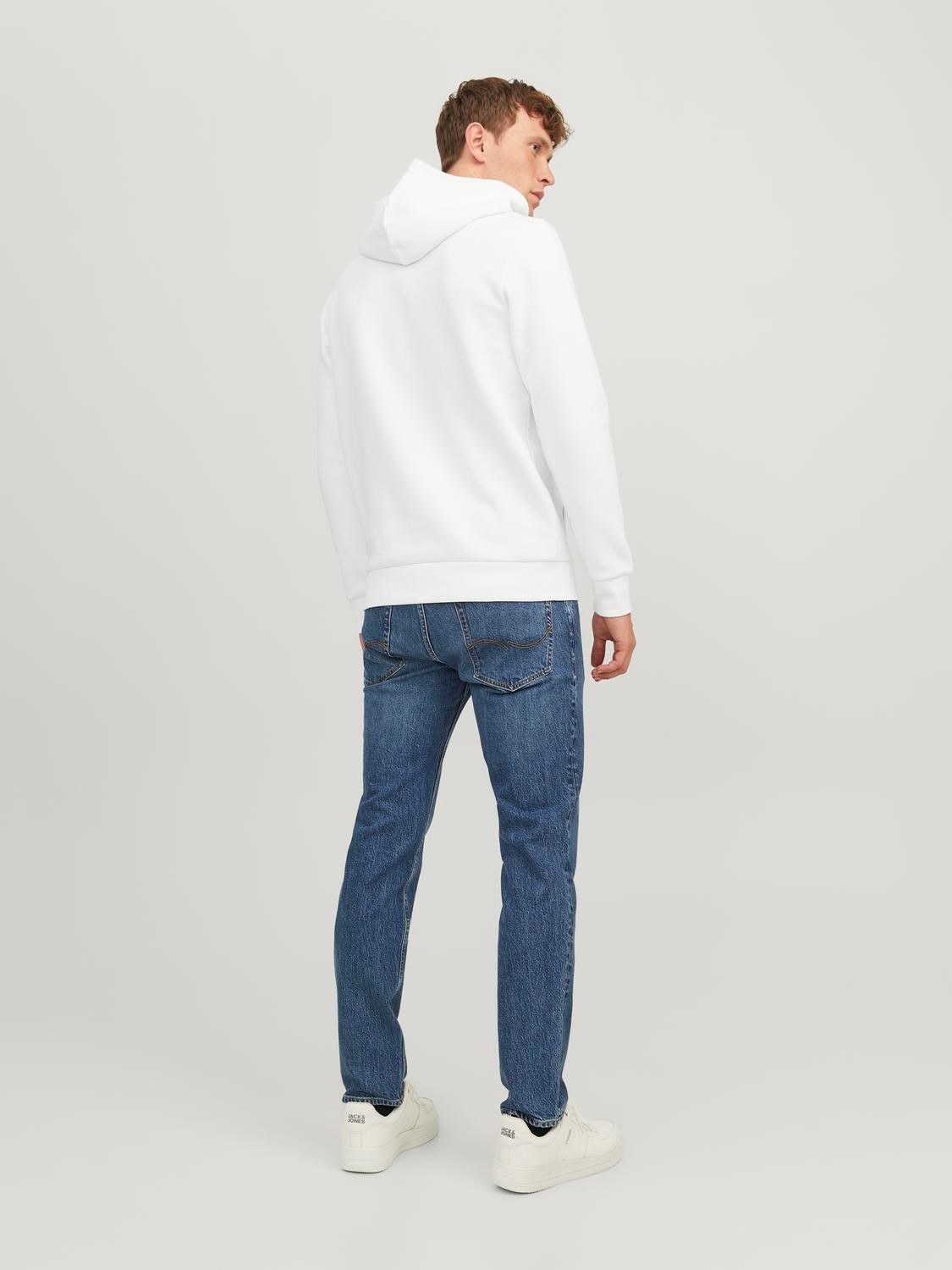 JACK & JONES Corp logo sweat hood play regular fit, heren hoodie katoenmengsel met capuchon, wit