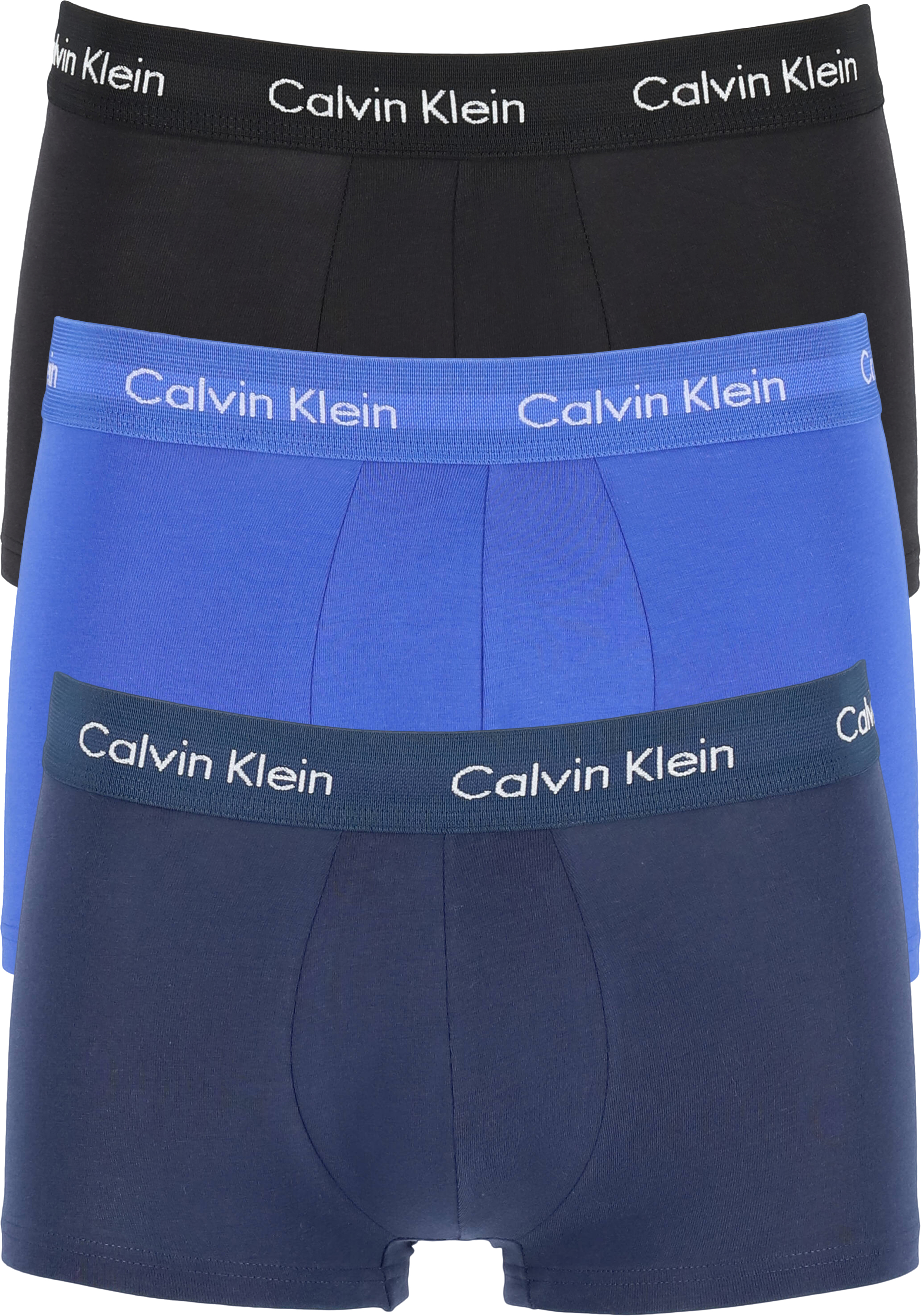 Calvin Klein low rise trunks (3-pack), lage heren boxers kort, kobalt, navy en zwart