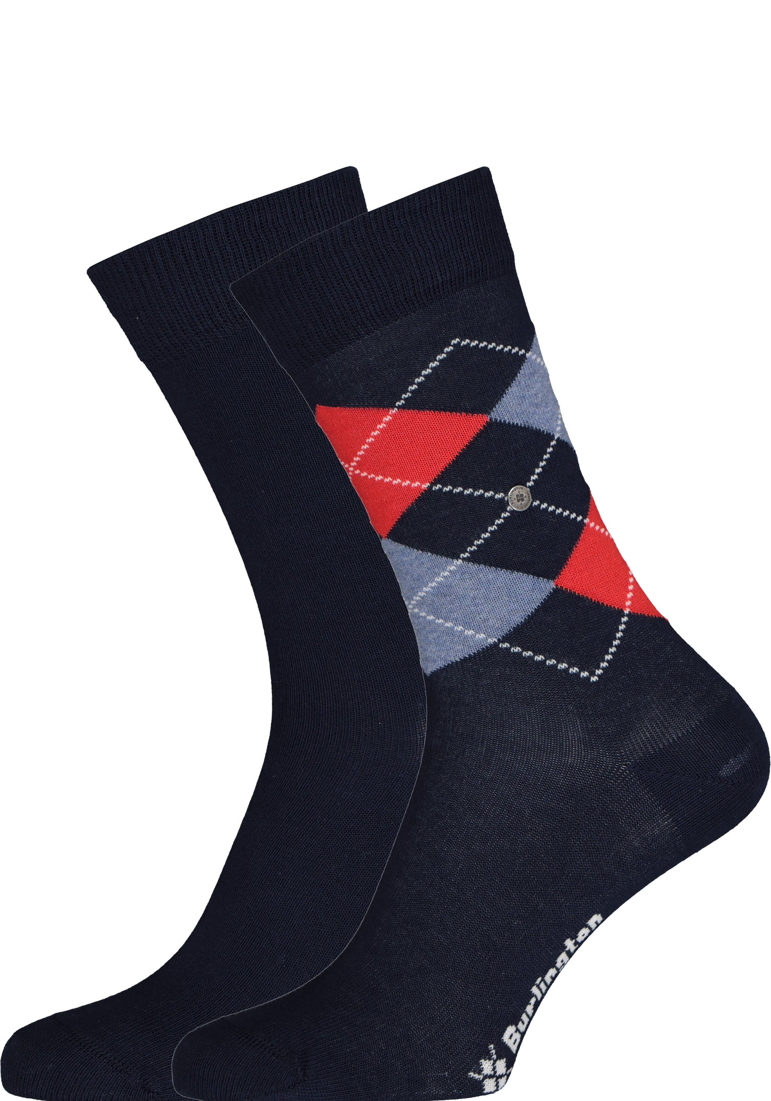 Burlington Everyday damessokken (2-pack), katoen, marine blauw en geruit