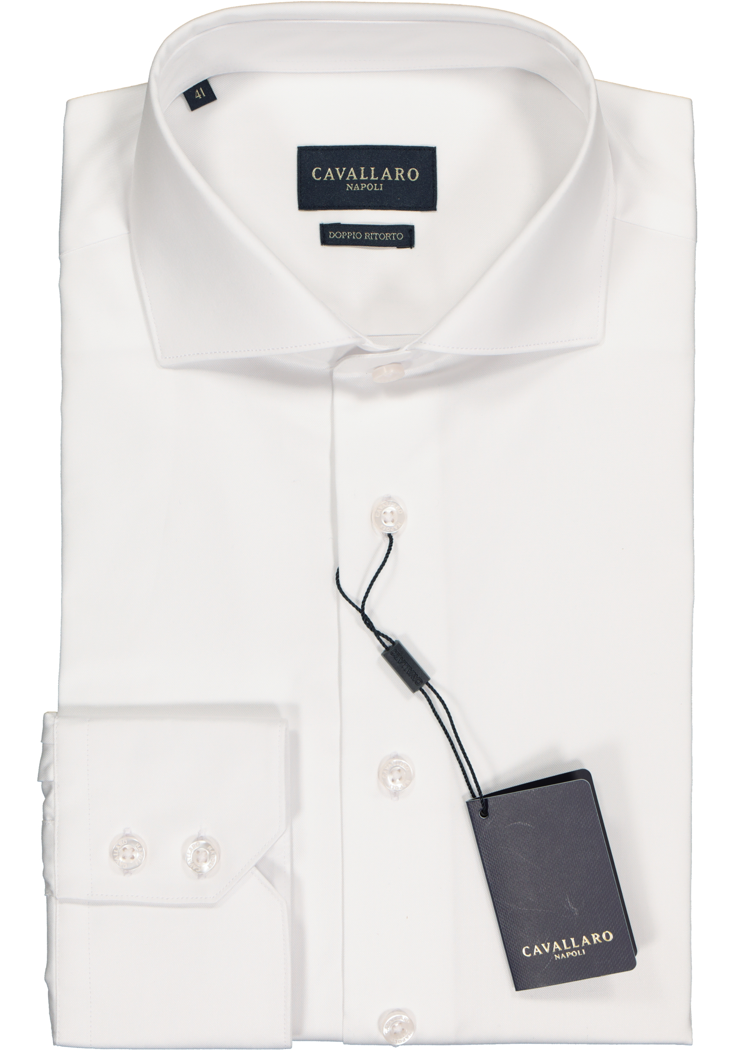 Cavallaro Napoli slim fit overhemd, twill, wit