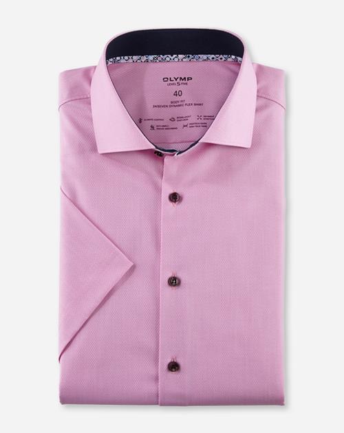 OLYMP 24/7 Level 5 body fit overhemd, korte mouw, Dynamic Flex, pink