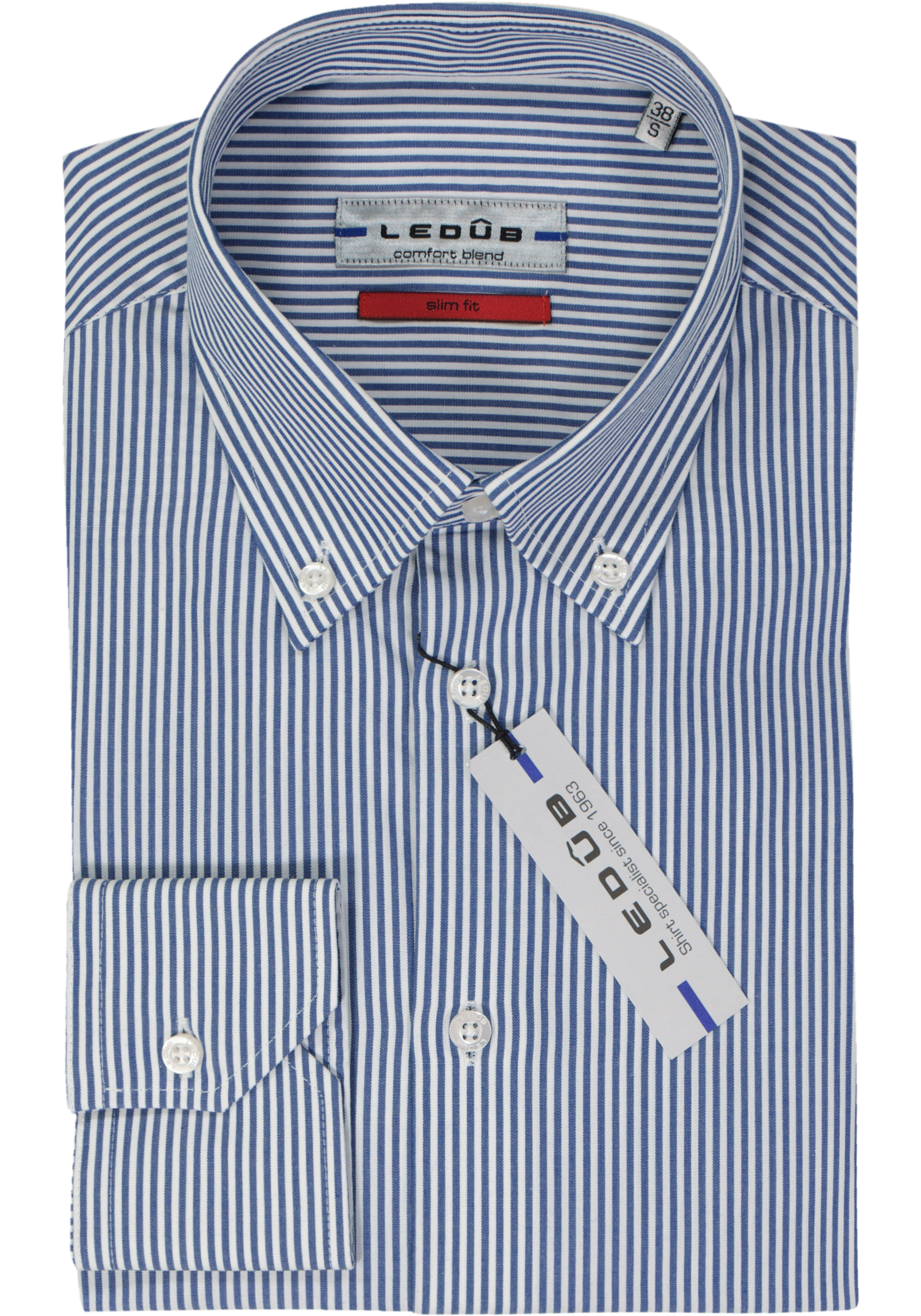 Ledub slim fit overhemd, donkerblauw